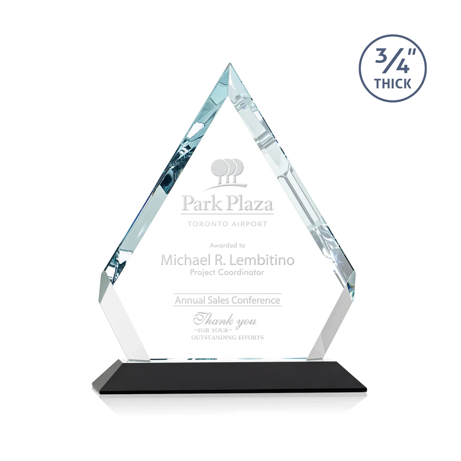 Personalized Starfire Crystal Diamond Award With Alternating-Angle Bevel Facets for team milestone celebrations