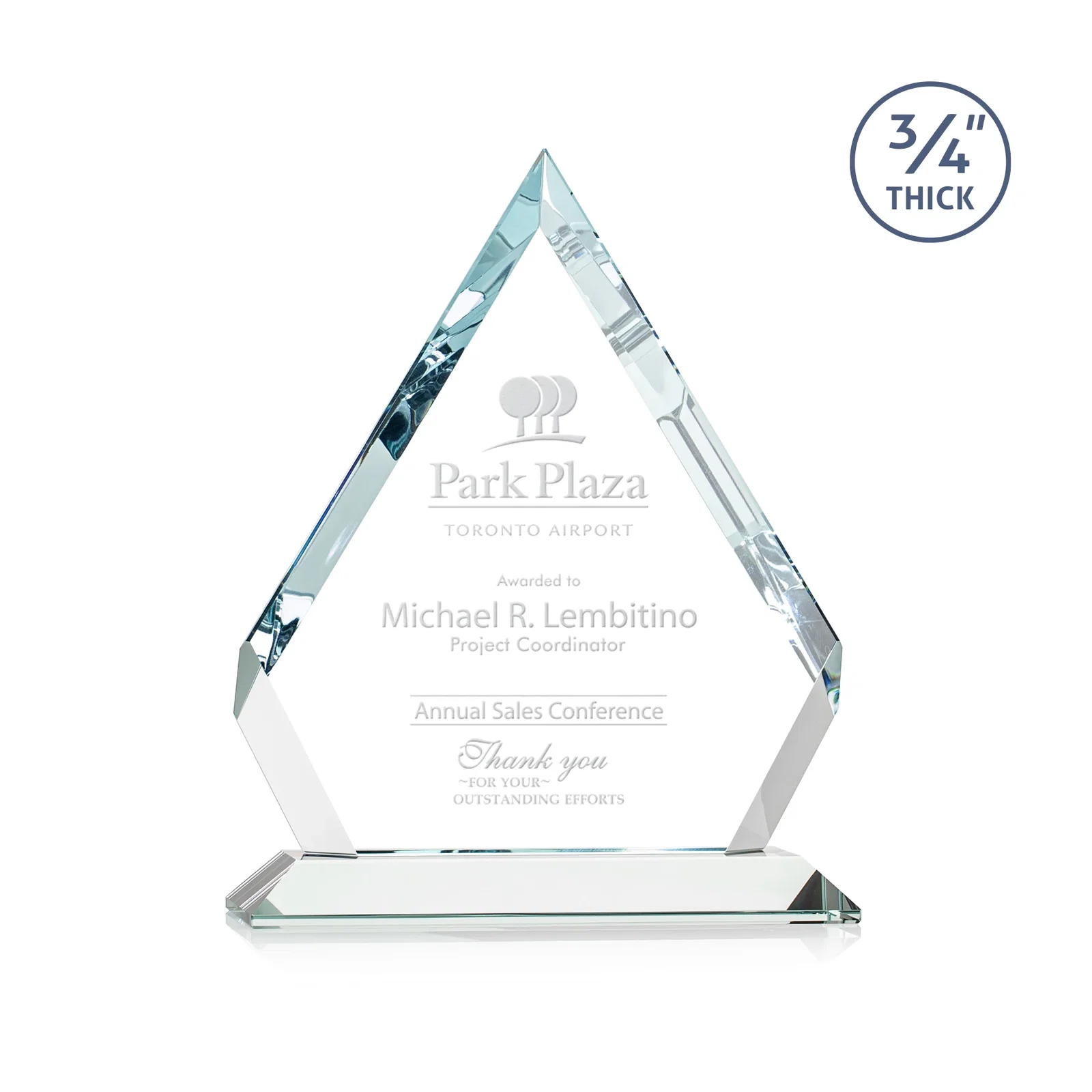 Custom Starfire Crystal Diamond Award With Alternating-Angle Bevel Facets for corporate award ceremonies
