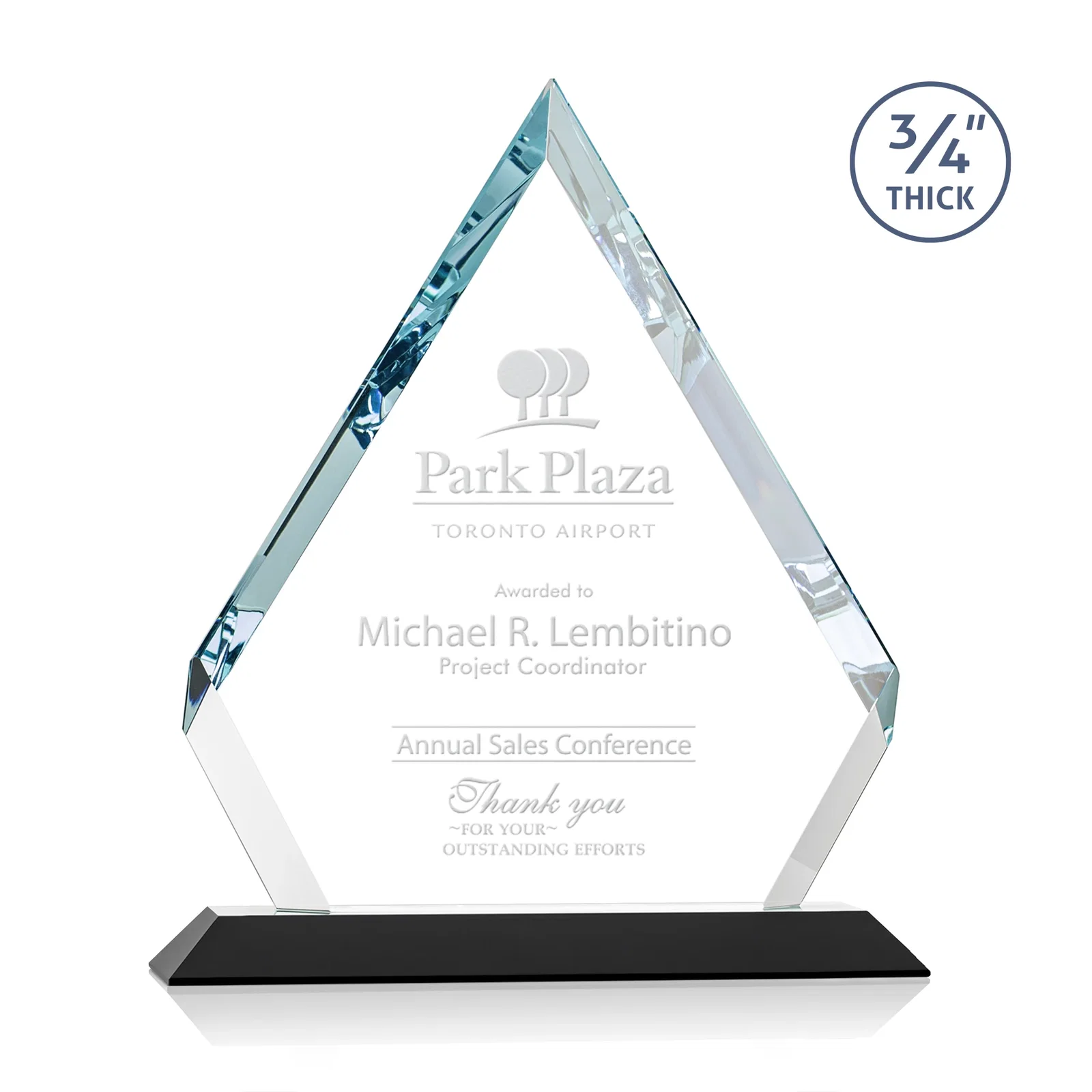 Personalized Starfire Crystal Diamond Award With Alternating-Angle Bevel Facets for graduation ceremonies