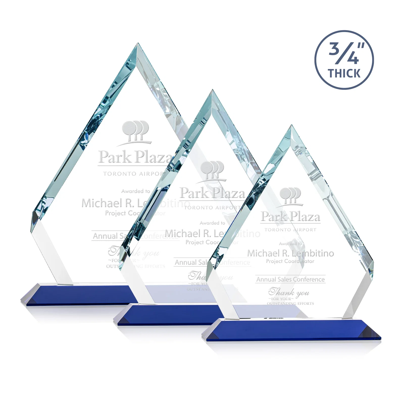 Personalized Starfire Crystal Diamond Award With Alternating-Angle Bevel Facets for safety achievement programs