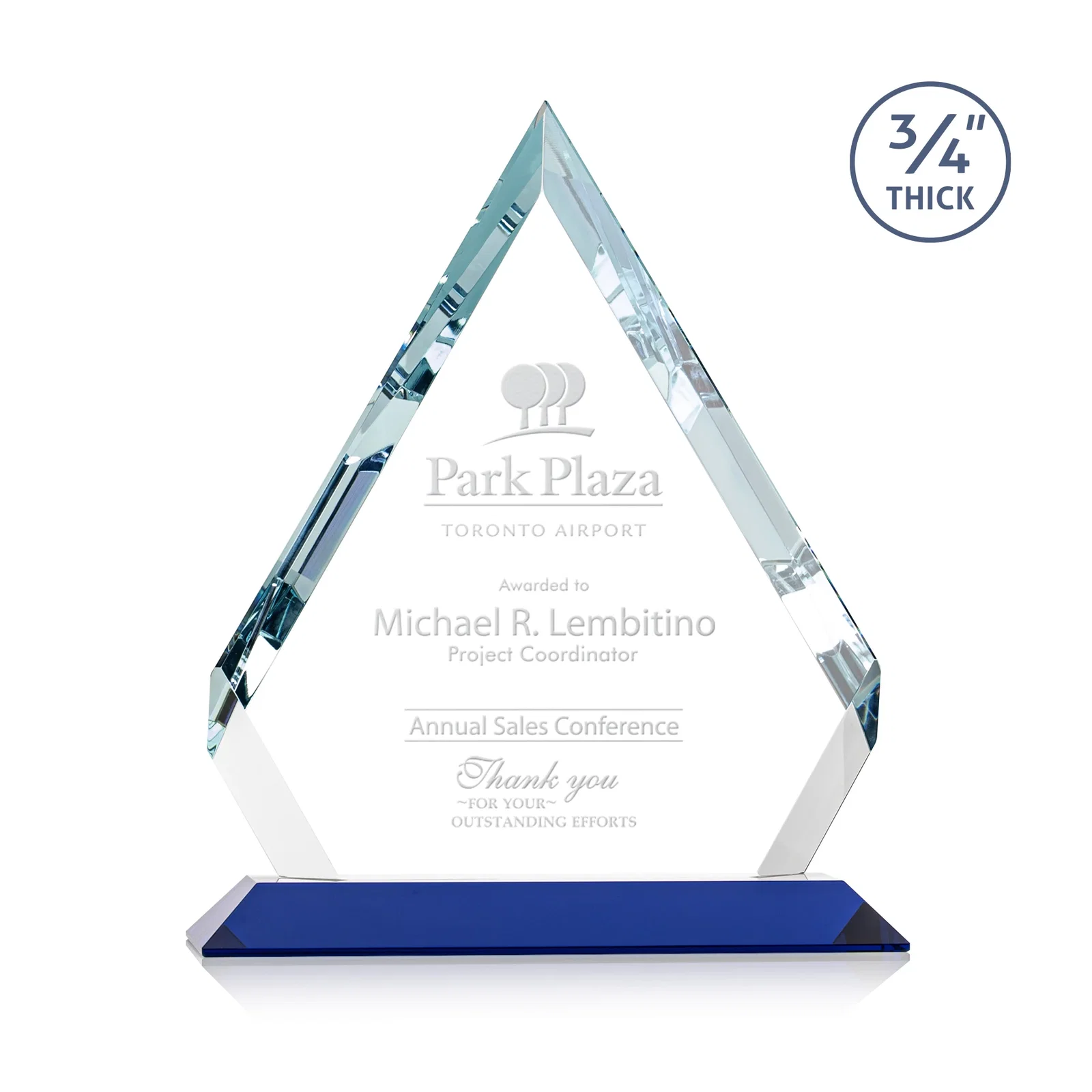 Personalized Starfire Crystal Diamond Award With Alternating-Angle Bevel Facets for dealer and partner awards