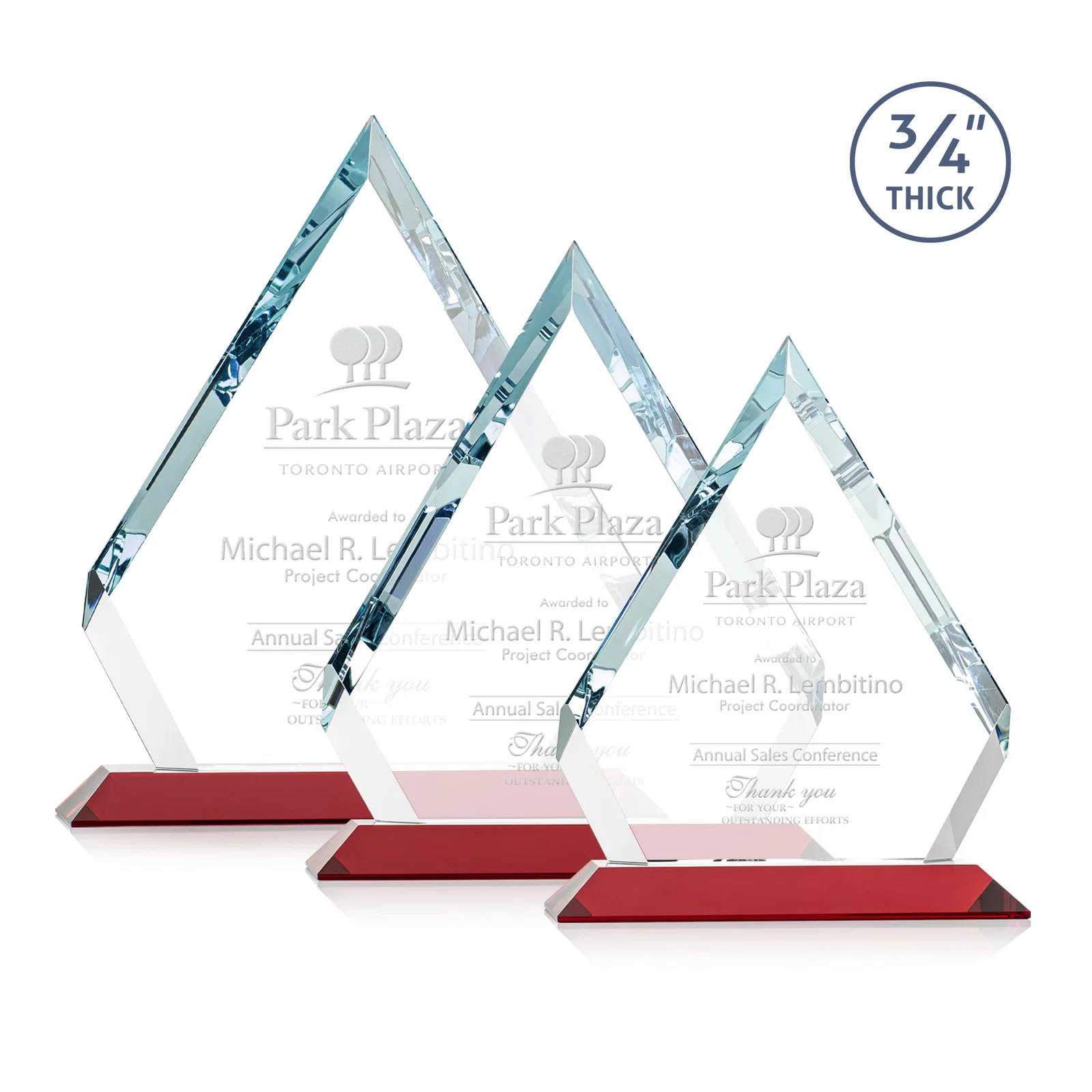Promotional Starfire Crystal Diamond Award With Alternating-Angle Bevel Facets for employee recognition
