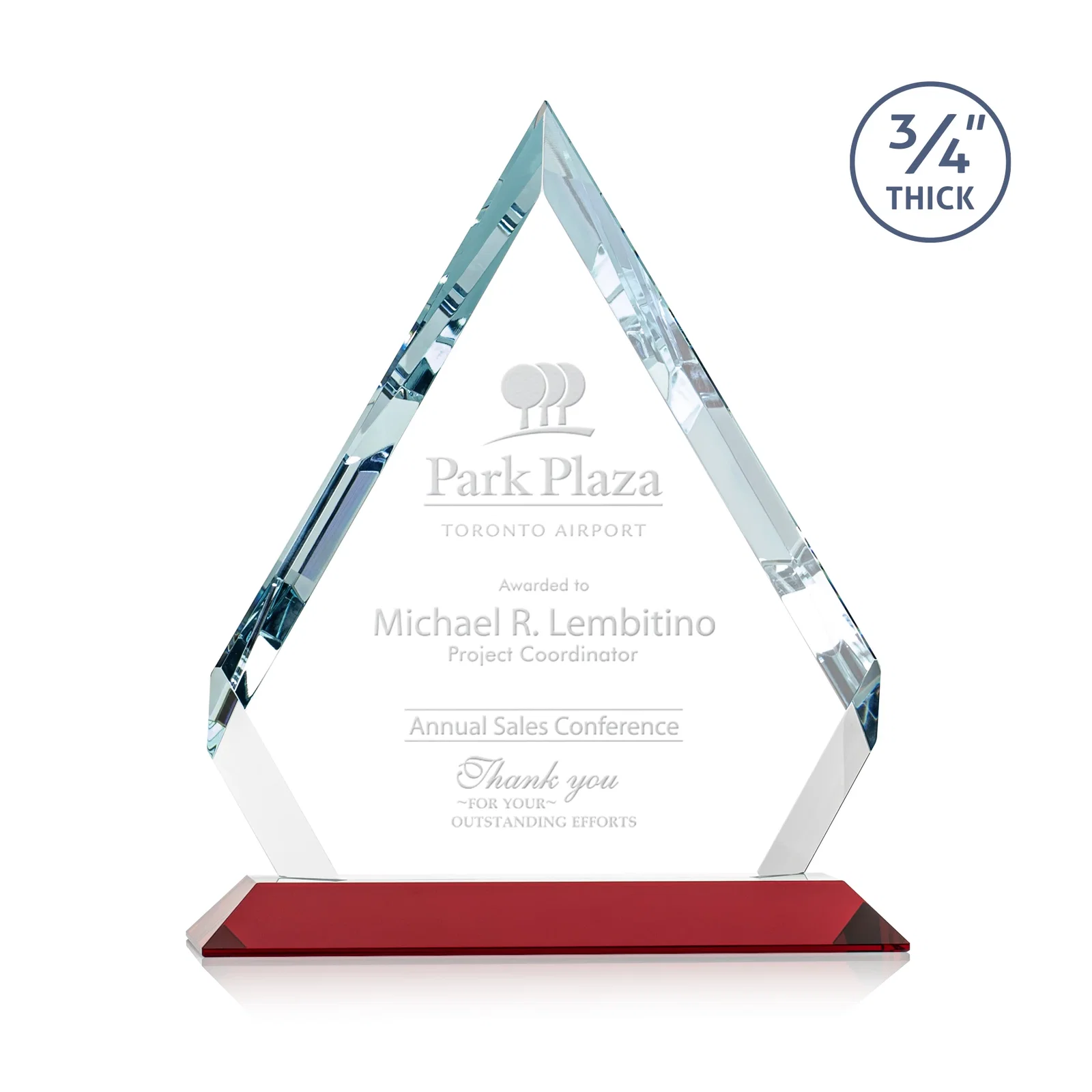 Promotional Starfire Crystal Diamond Award With Alternating-Angle Bevel Facets for service anniversary gifts