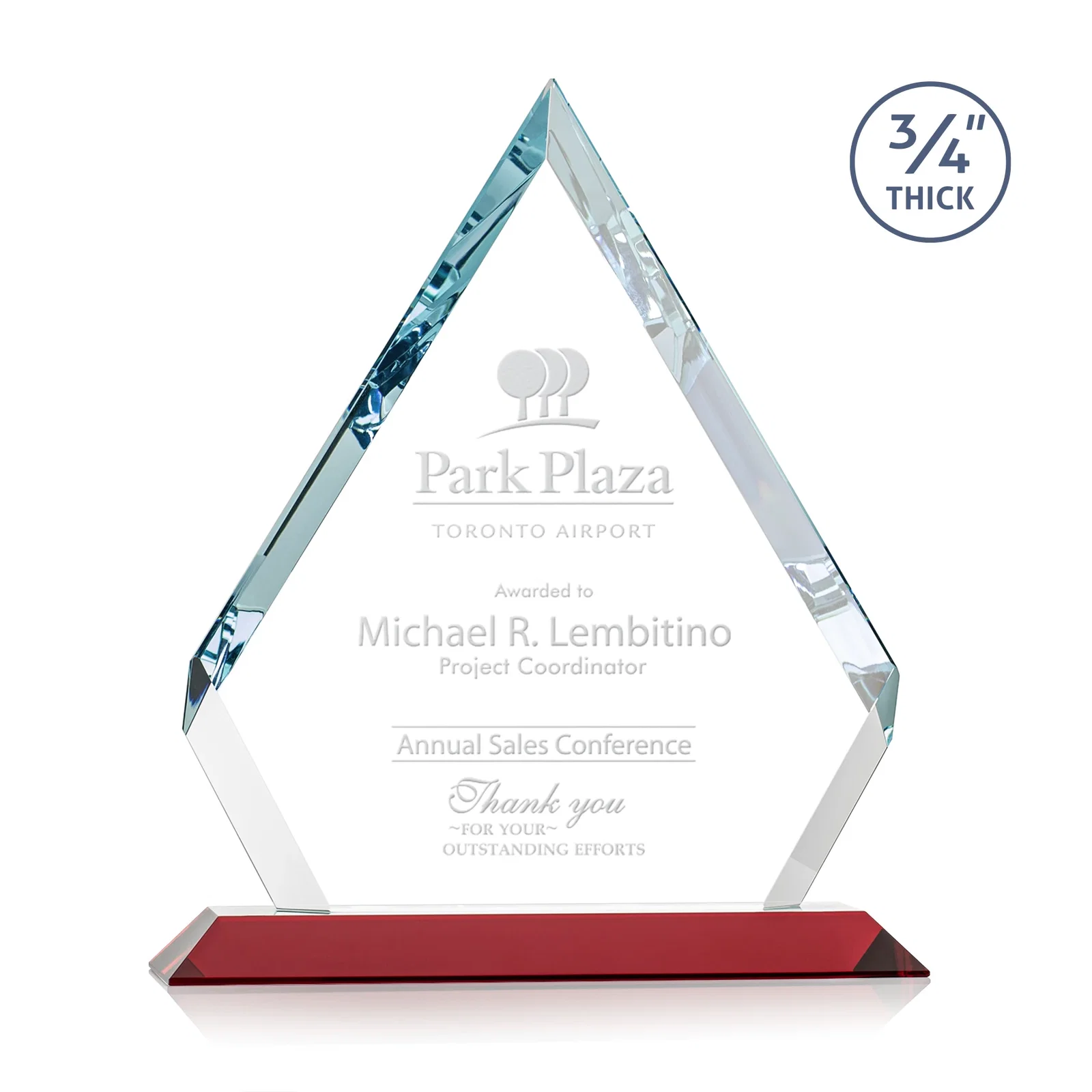 Promotional Starfire Crystal Diamond Award With Alternating-Angle Bevel Facets for sales achievement awards