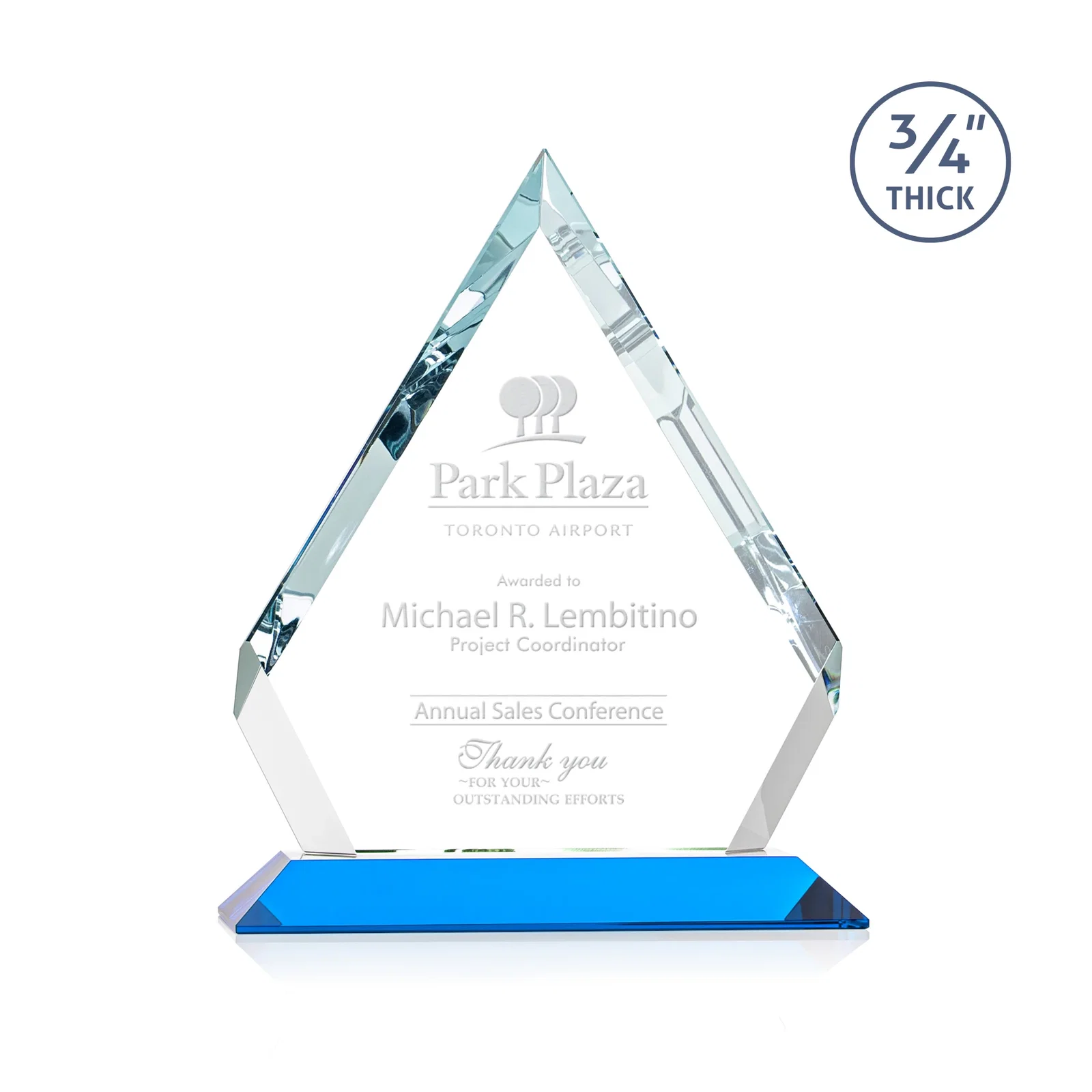 Promotional Starfire Crystal Diamond Award With Alternating-Angle Bevel Facets for team milestone celebrations