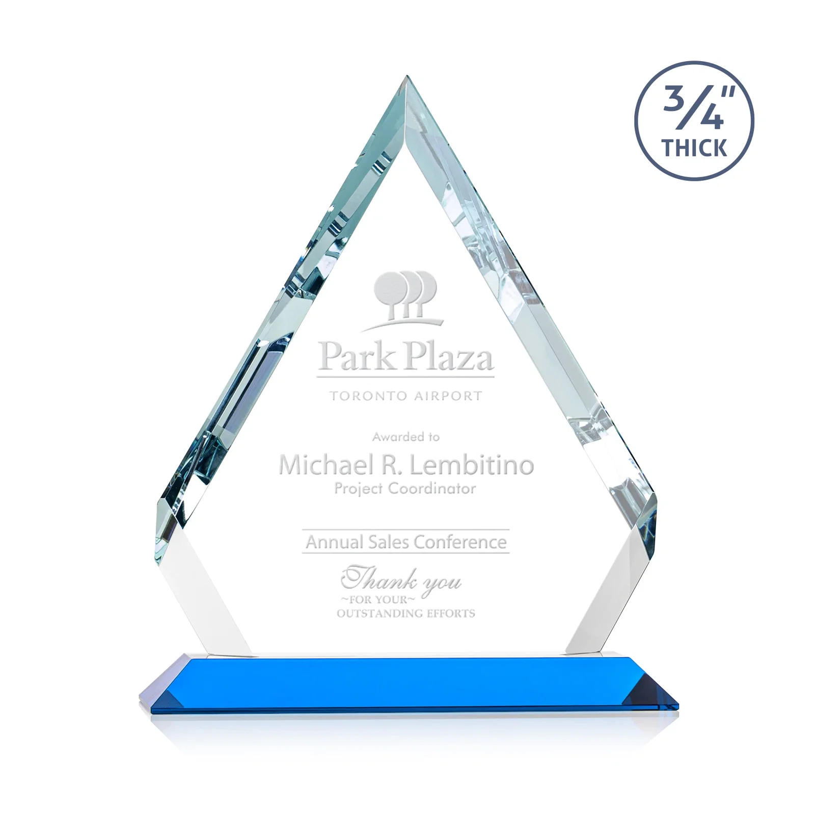 Promotional Starfire Crystal Diamond Award With Alternating-Angle Bevel Facets for donor appreciation
