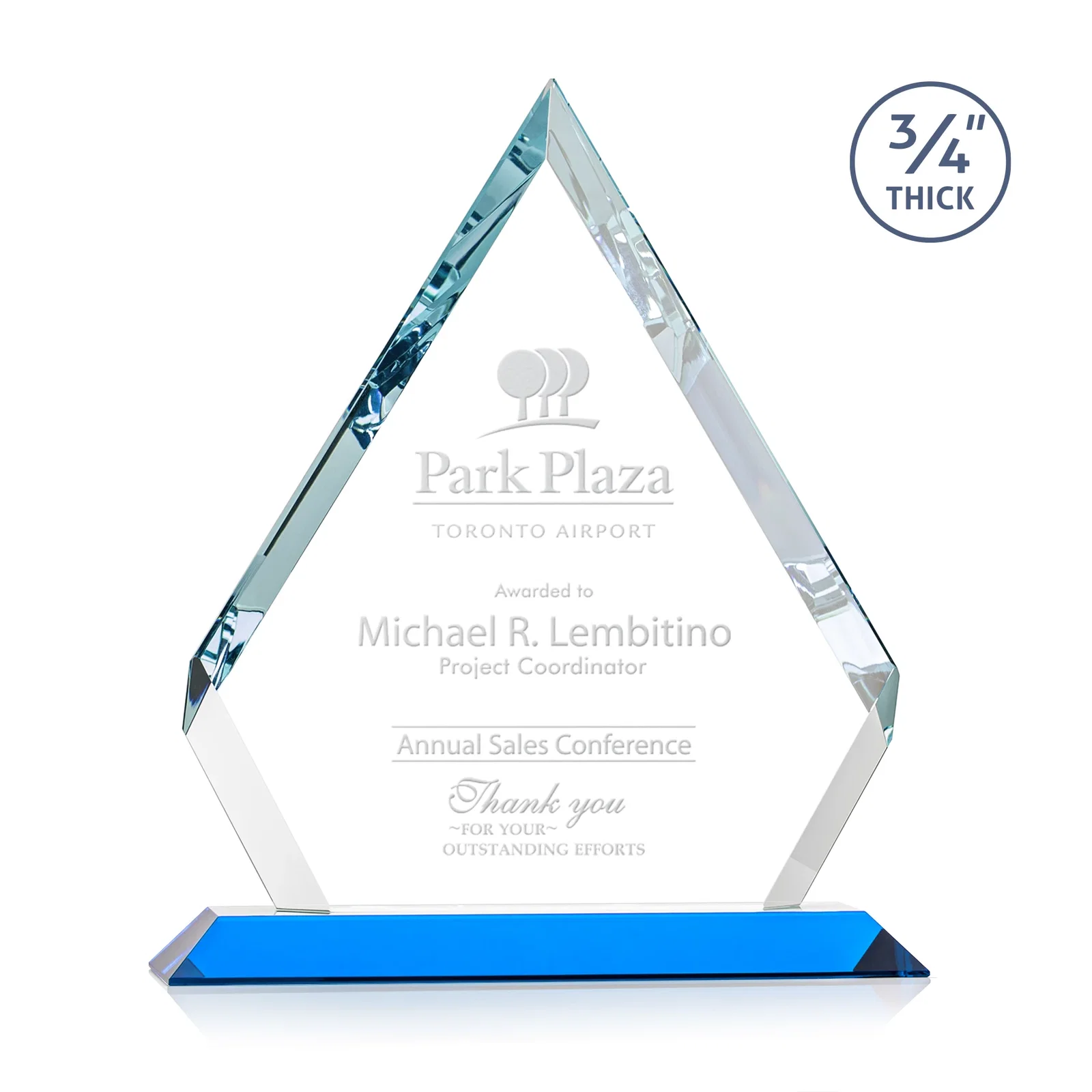 Promotional Starfire Crystal Diamond Award With Alternating-Angle Bevel Facets for graduation ceremonies