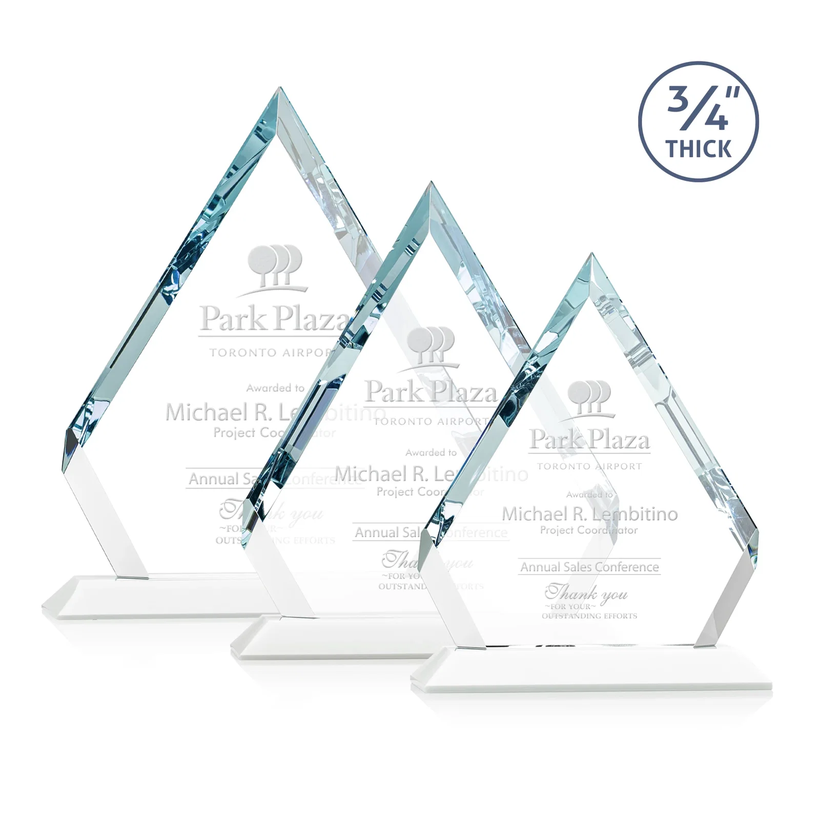 Promotional Starfire Crystal Diamond Award With Alternating-Angle Bevel Facets for safety achievement programs