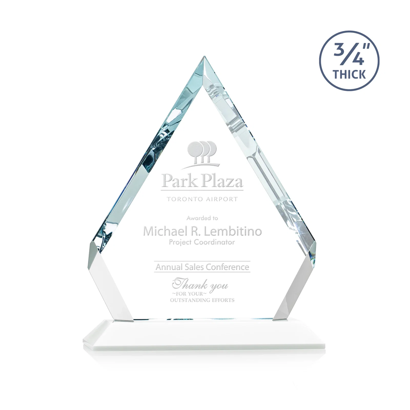 Promotional Starfire Crystal Diamond Award With Alternating-Angle Bevel Facets for volunteer appreciation