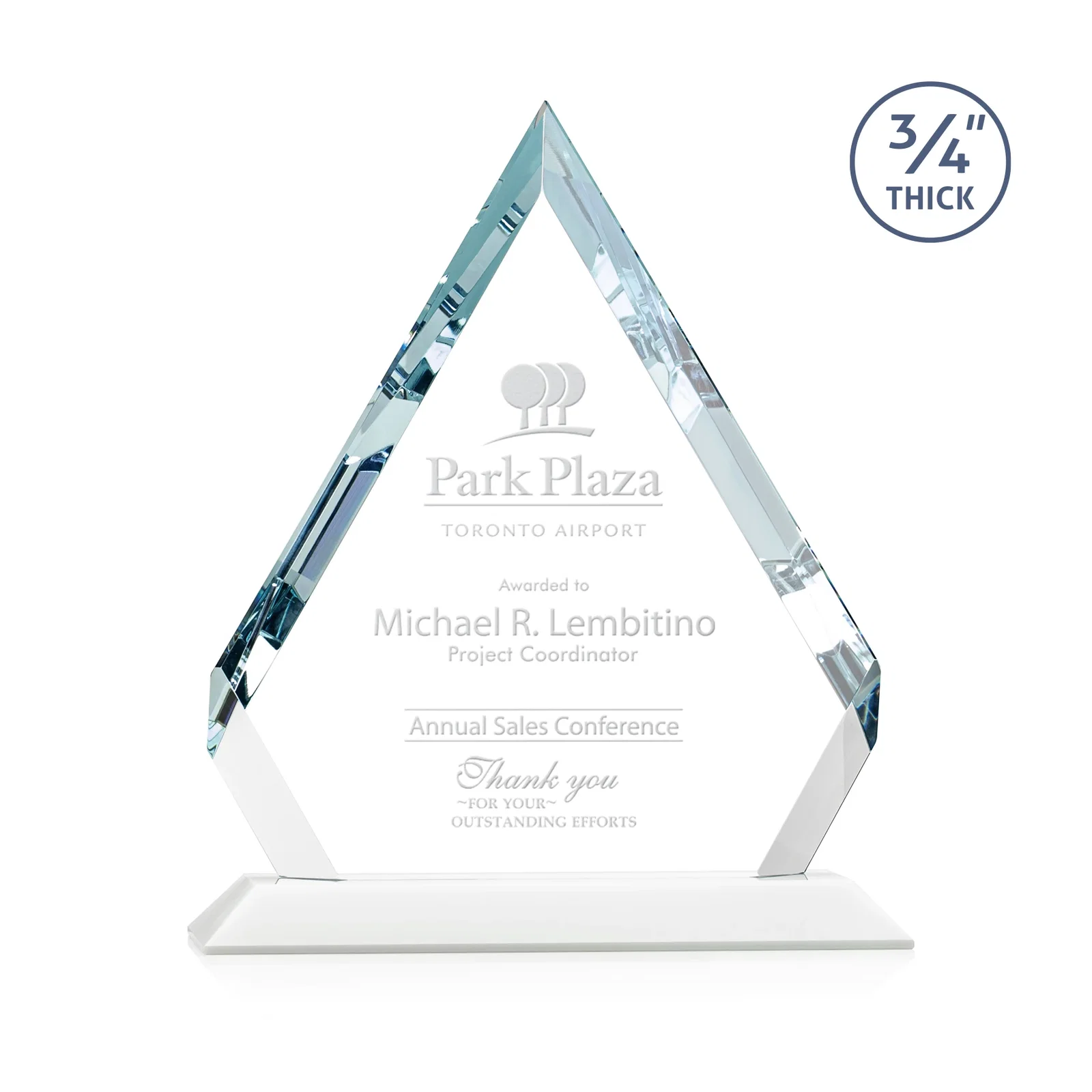 Promotional Starfire Crystal Diamond Award With Alternating-Angle Bevel Facets for dealer and partner awards