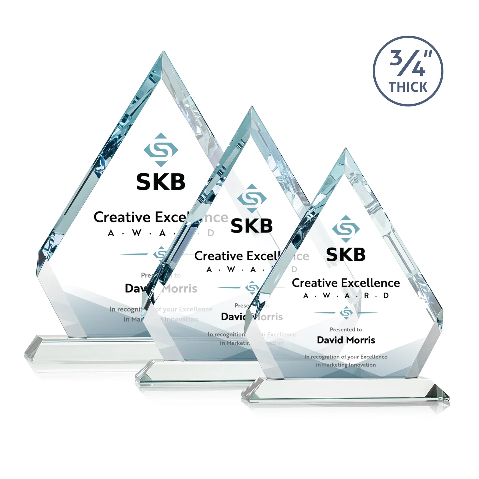 Branded Starfire Crystal Diamond Award With Alternating-Angle Bevel Facets for employee recognition