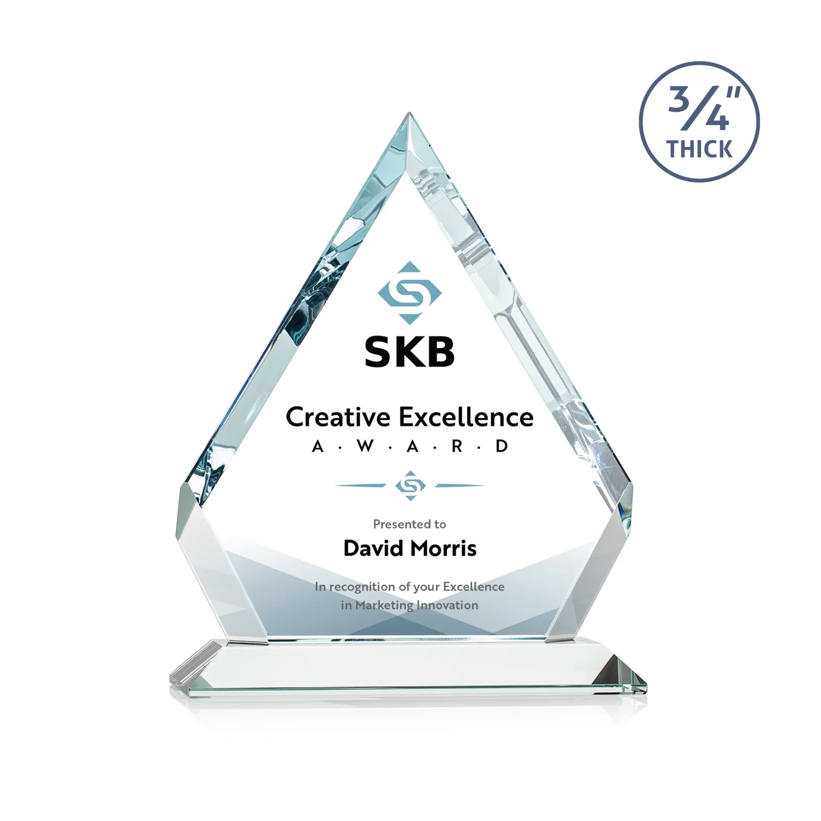 Branded Starfire Crystal Diamond Award With Alternating-Angle Bevel Facets for corporate award ceremonies