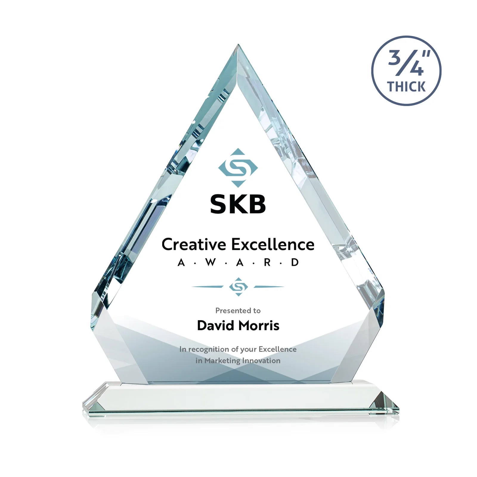 Branded Starfire Crystal Diamond Award With Alternating-Angle Bevel Facets for service anniversary gifts