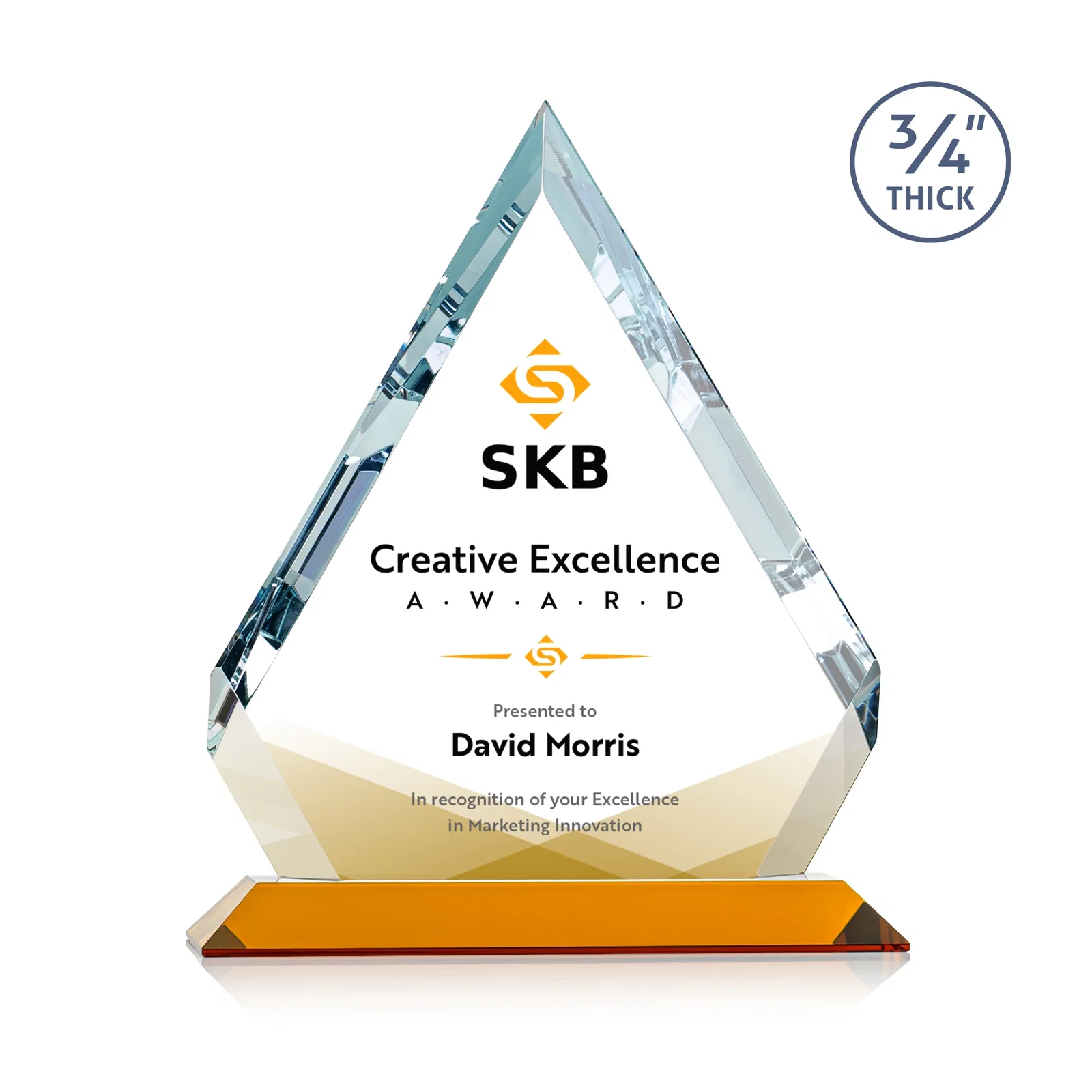 Branded Starfire Crystal Diamond Award With Alternating-Angle Bevel Facets for donor appreciation