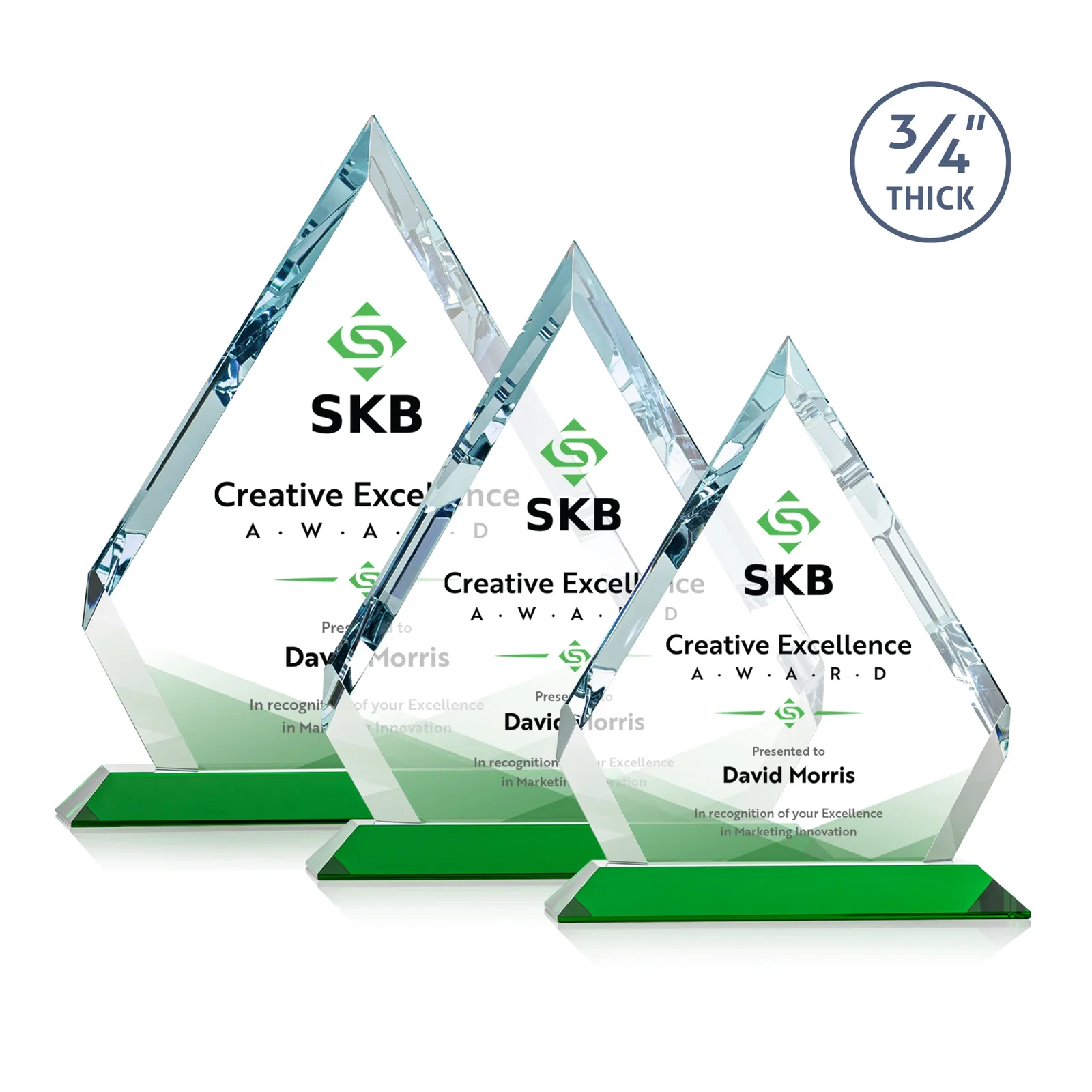 Branded Starfire Crystal Diamond Award With Alternating-Angle Bevel Facets for safety achievement programs