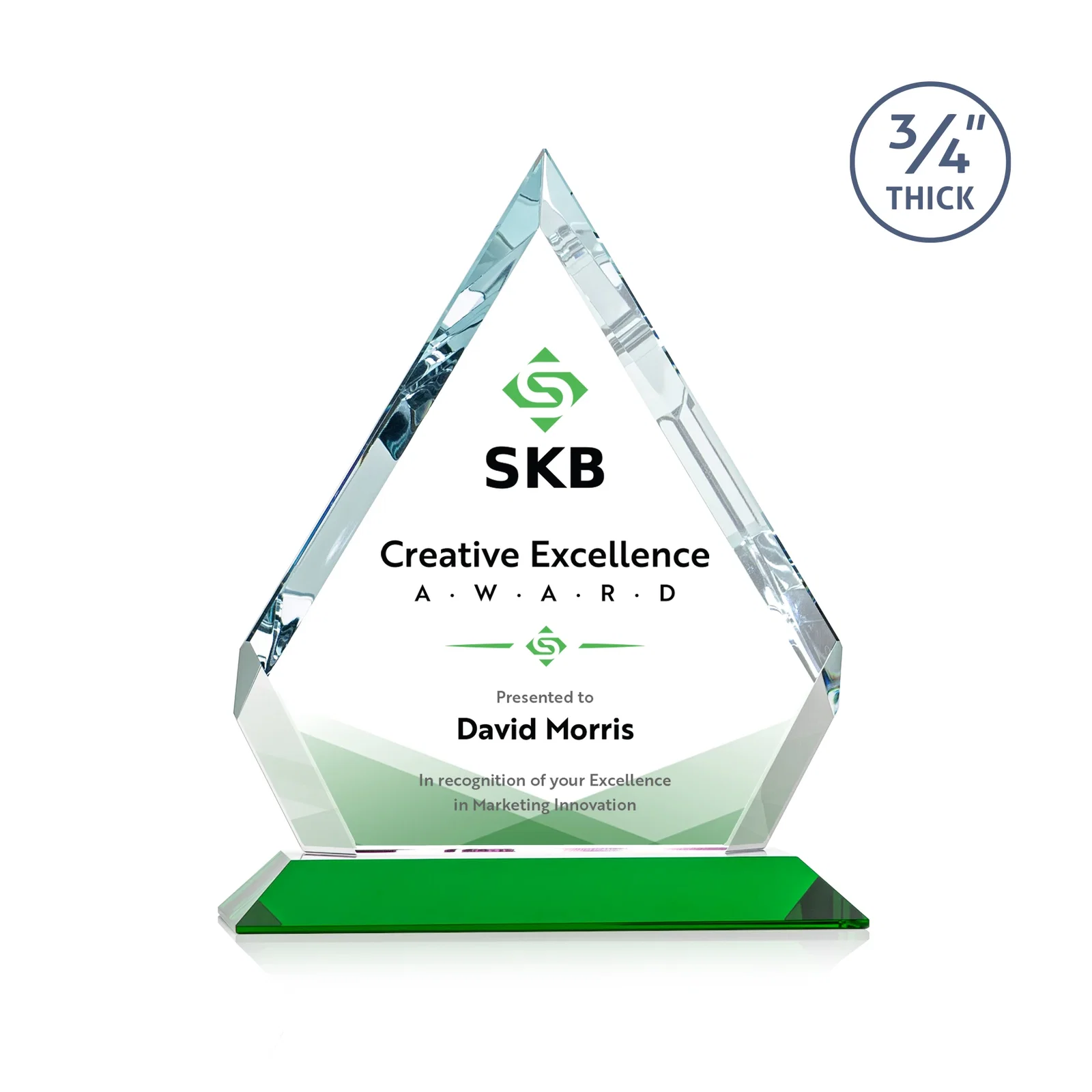 Branded Starfire Crystal Diamond Award With Alternating-Angle Bevel Facets for volunteer appreciation