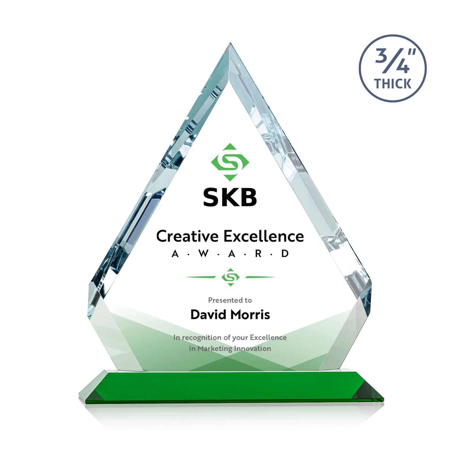 Branded Starfire Crystal Diamond Award With Alternating-Angle Bevel Facets for dealer and partner awards