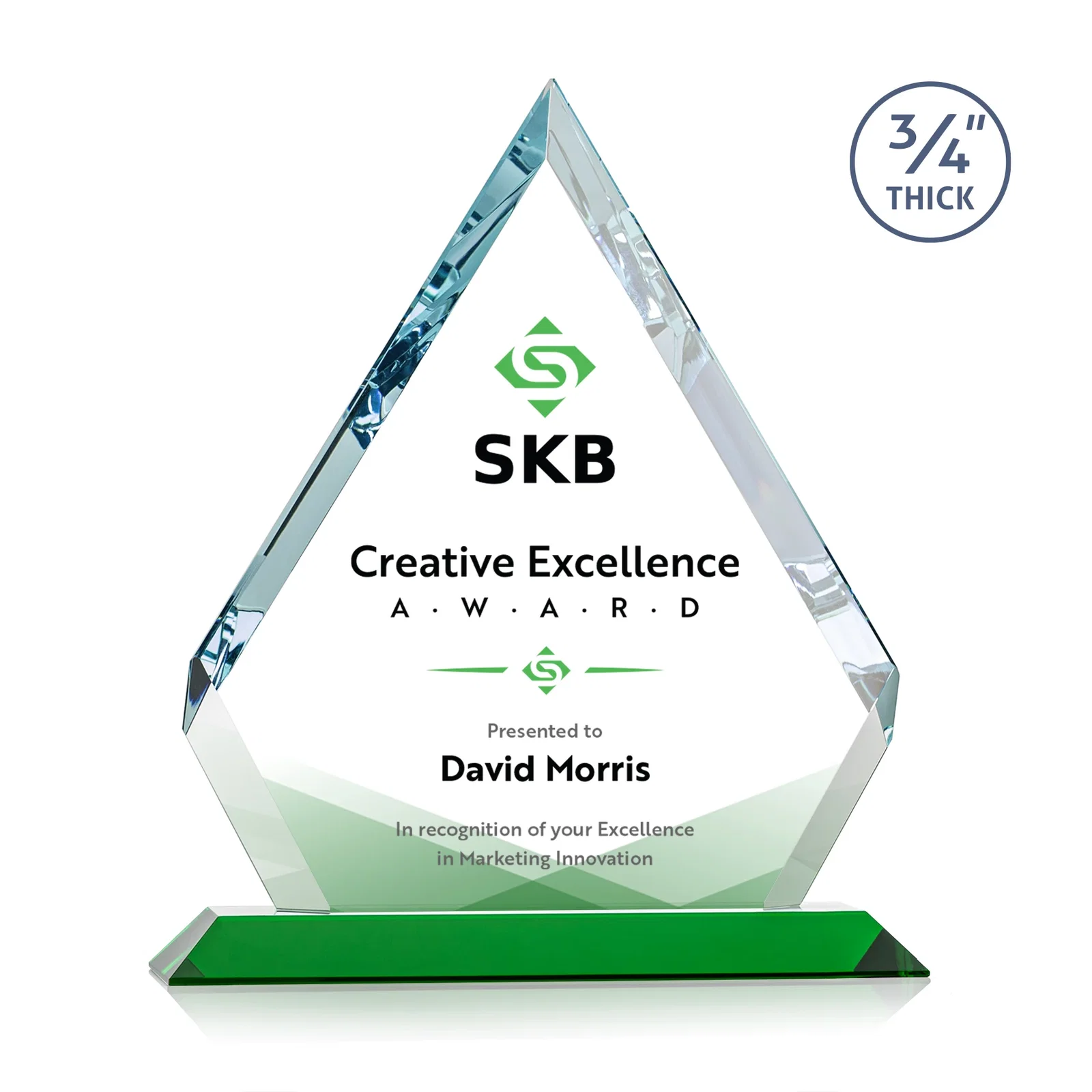 Branded Starfire Crystal Diamond Award With Alternating-Angle Bevel Facets for company anniversary events