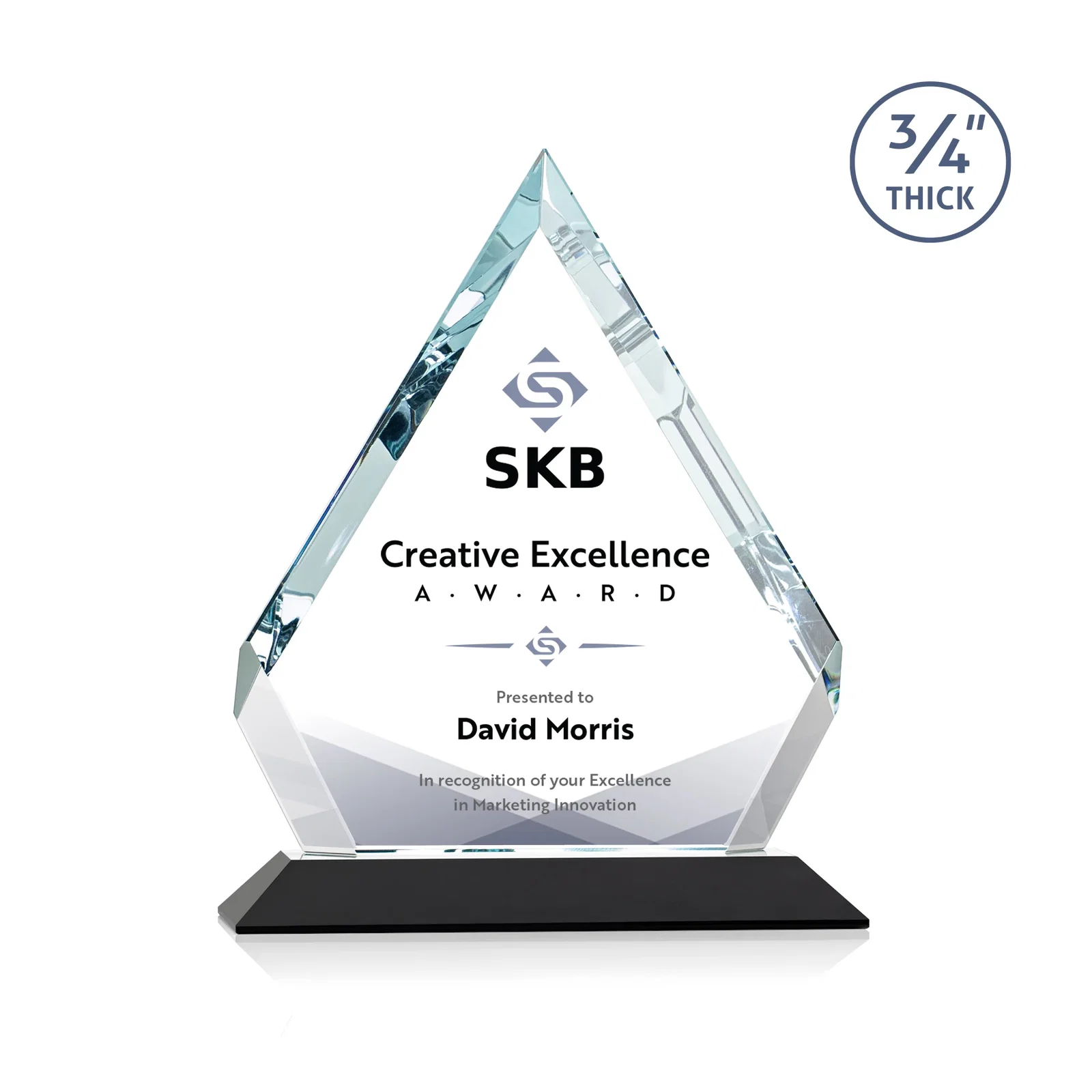 Custom printed Starfire Crystal Diamond Award With Alternating-Angle Bevel Facets for corporate award ceremonies
