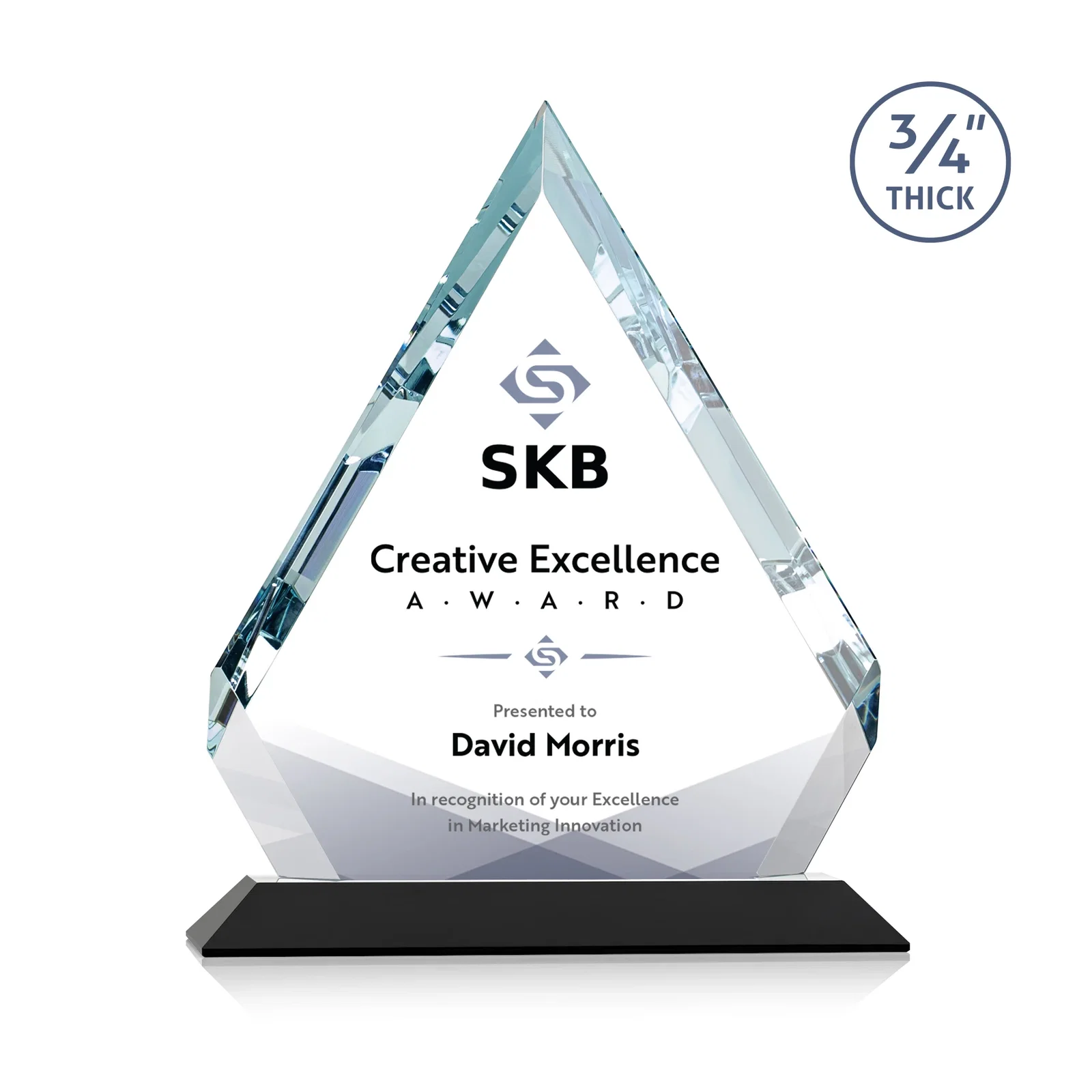 Custom printed Starfire Crystal Diamond Award With Alternating-Angle Bevel Facets for service anniversary gifts