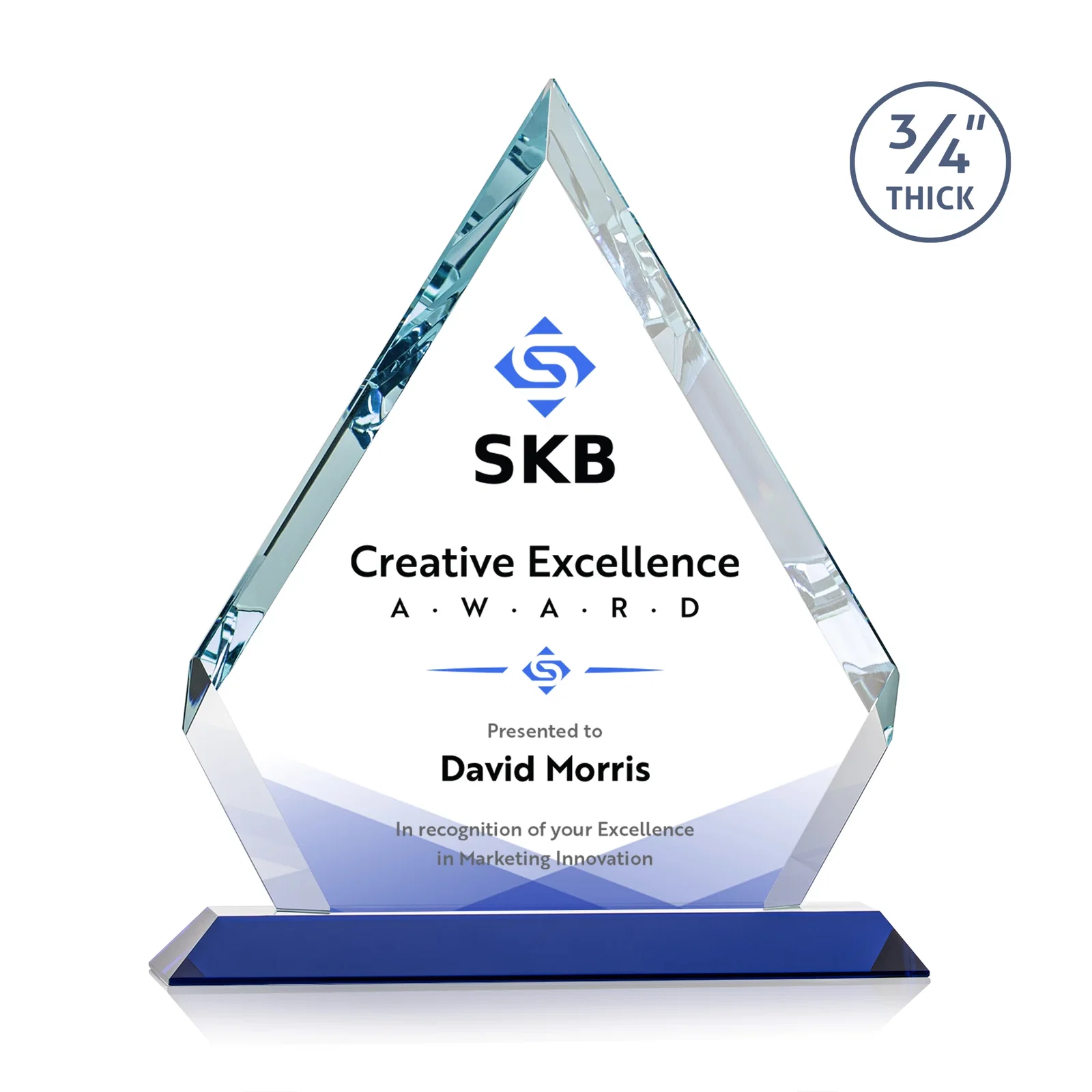 Custom printed Starfire Crystal Diamond Award With Alternating-Angle Bevel Facets for graduation ceremonies
