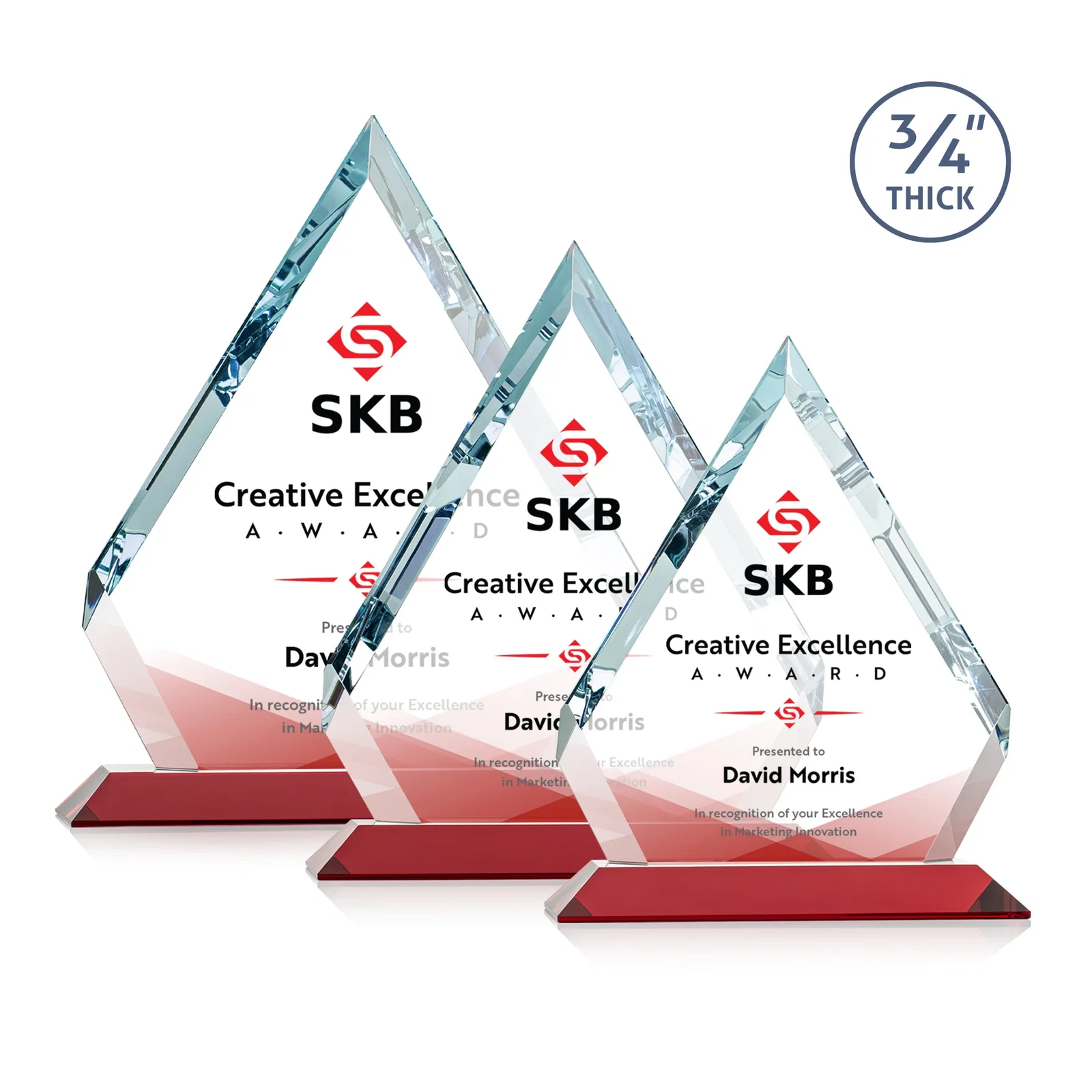 Custom printed Starfire Crystal Diamond Award With Alternating-Angle Bevel Facets for safety achievement programs