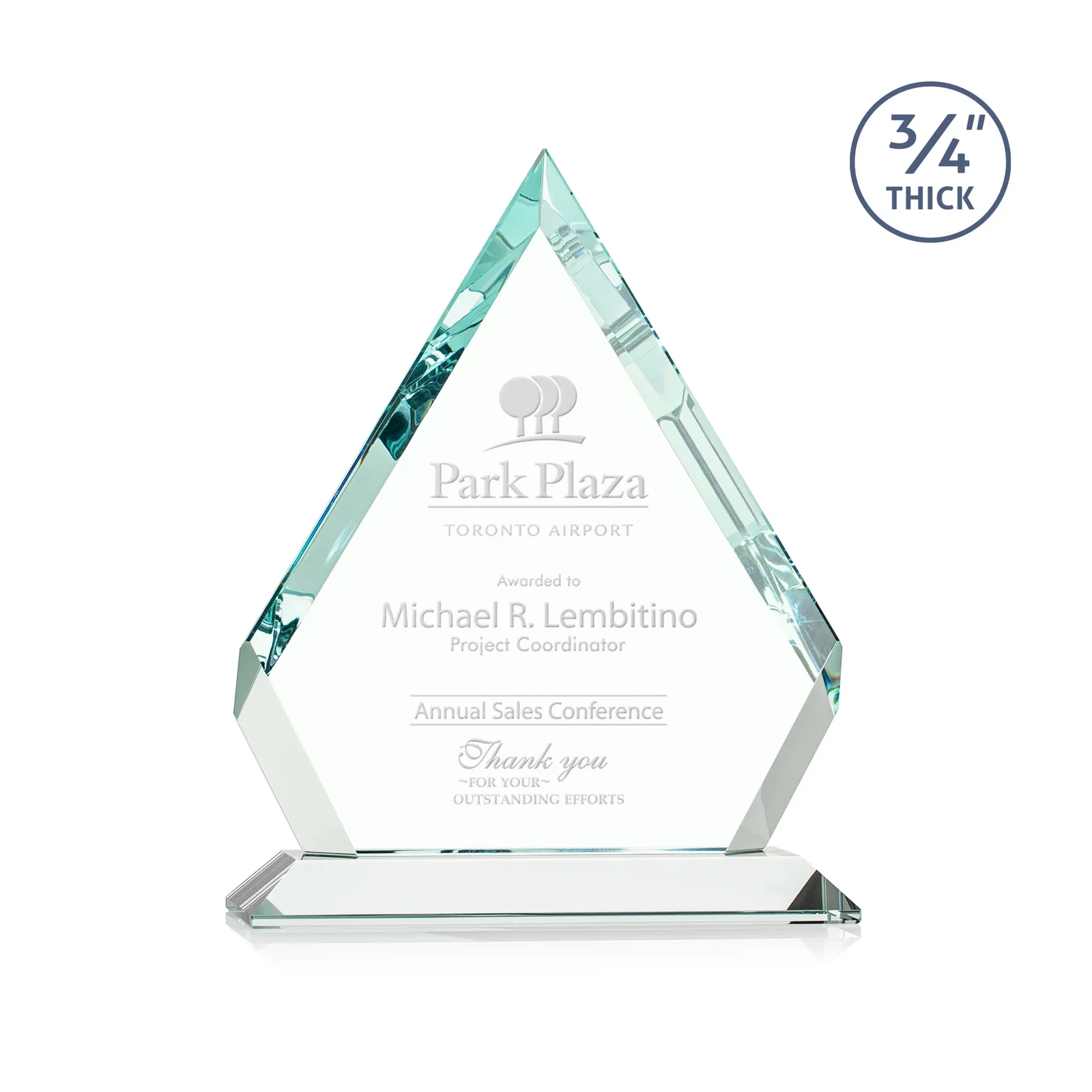 Custom Starfire Crystal Diamond Award With Alternating-Angle Bevel Facets for team milestone celebrations