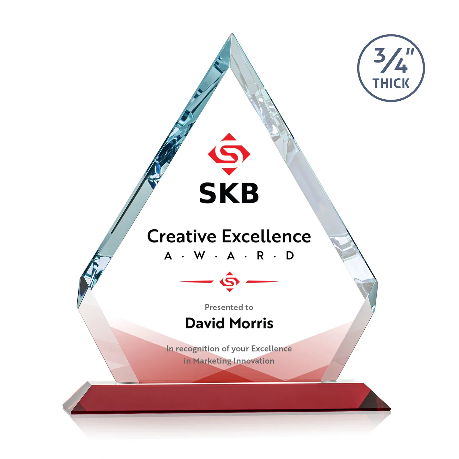 Custom printed Starfire Crystal Diamond Award With Alternating-Angle Bevel Facets for company anniversary events