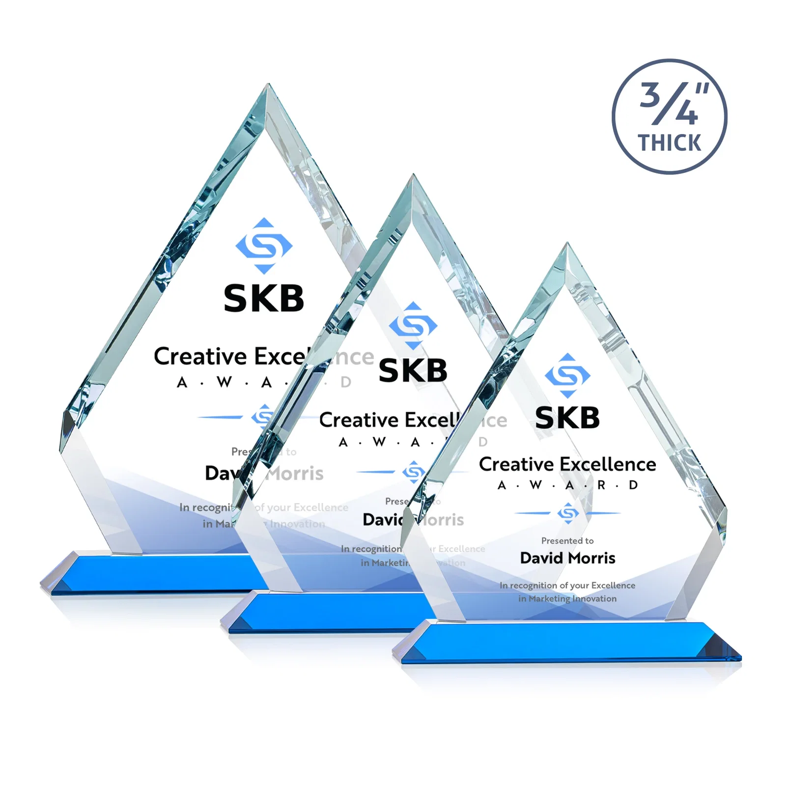 Customized Starfire Crystal Diamond Award With Alternating-Angle Bevel Facets for employee recognition