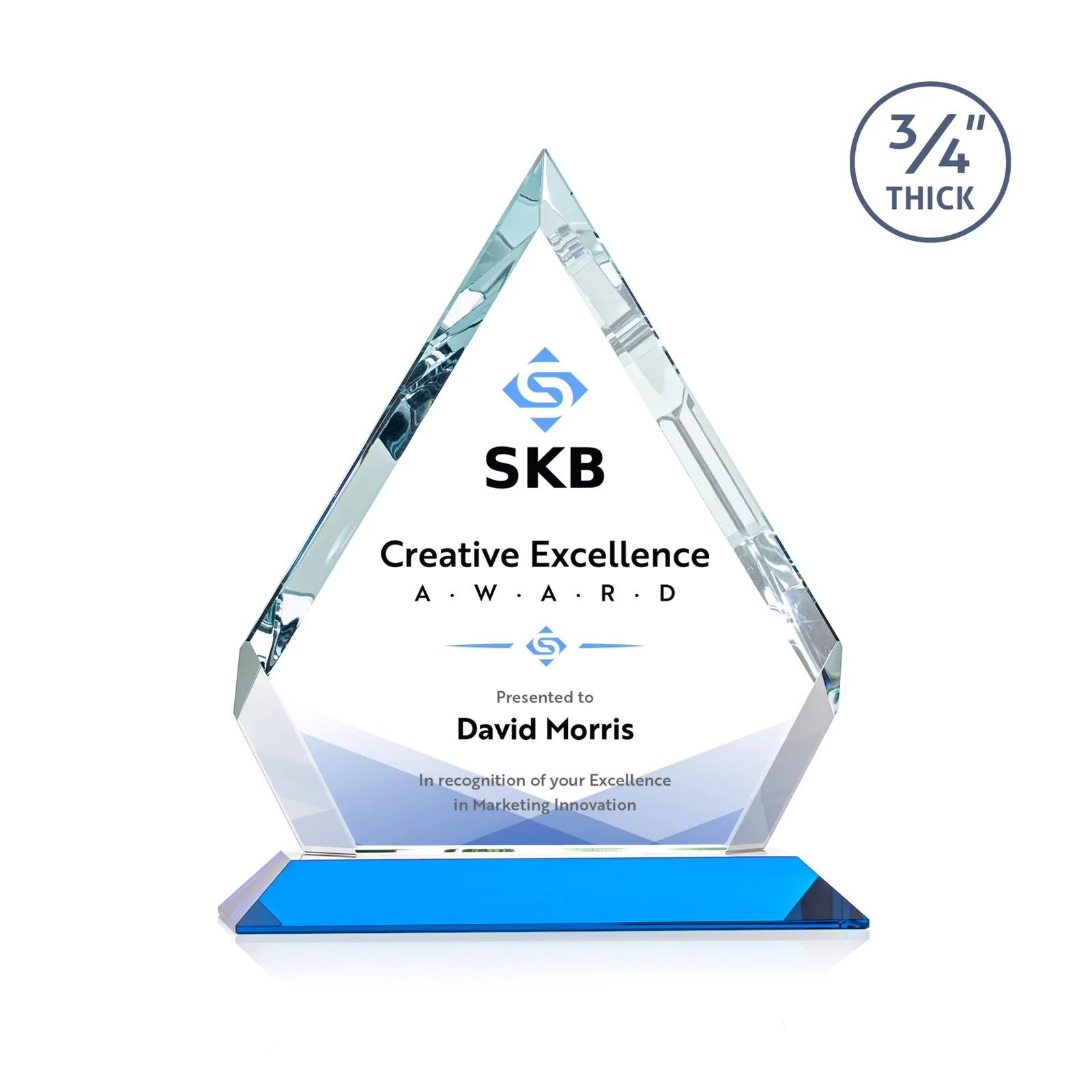 Customized Starfire Crystal Diamond Award With Alternating-Angle Bevel Facets for corporate award ceremonies