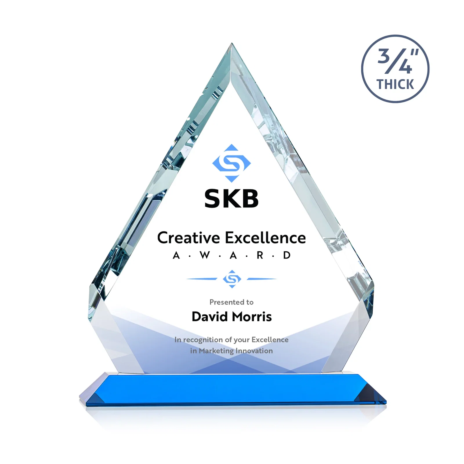 Customized Starfire Crystal Diamond Award With Alternating-Angle Bevel Facets for service anniversary gifts