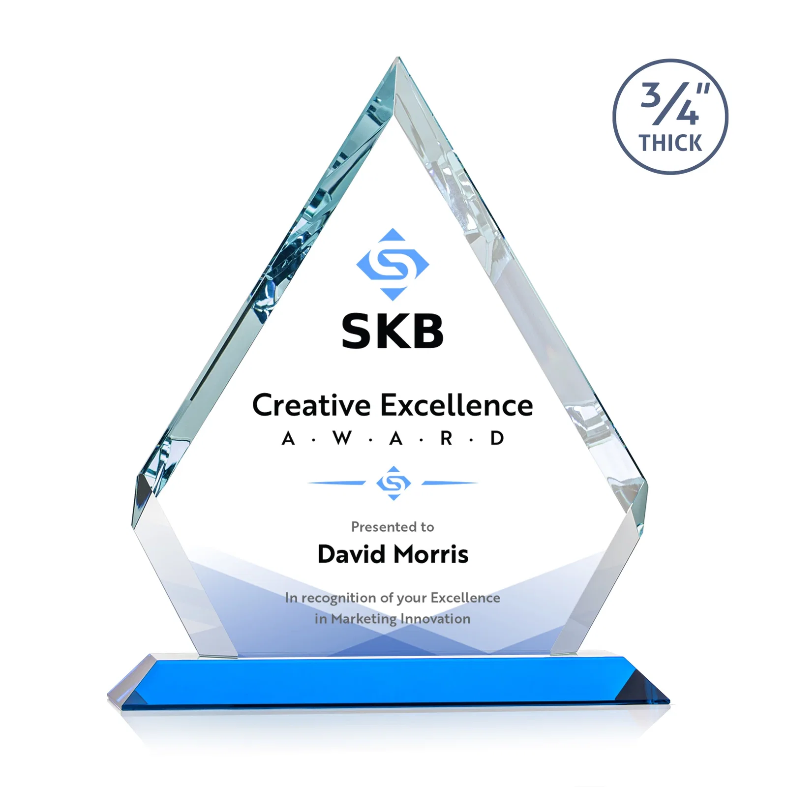 Customized Starfire Crystal Diamond Award With Alternating-Angle Bevel Facets for sales achievement awards