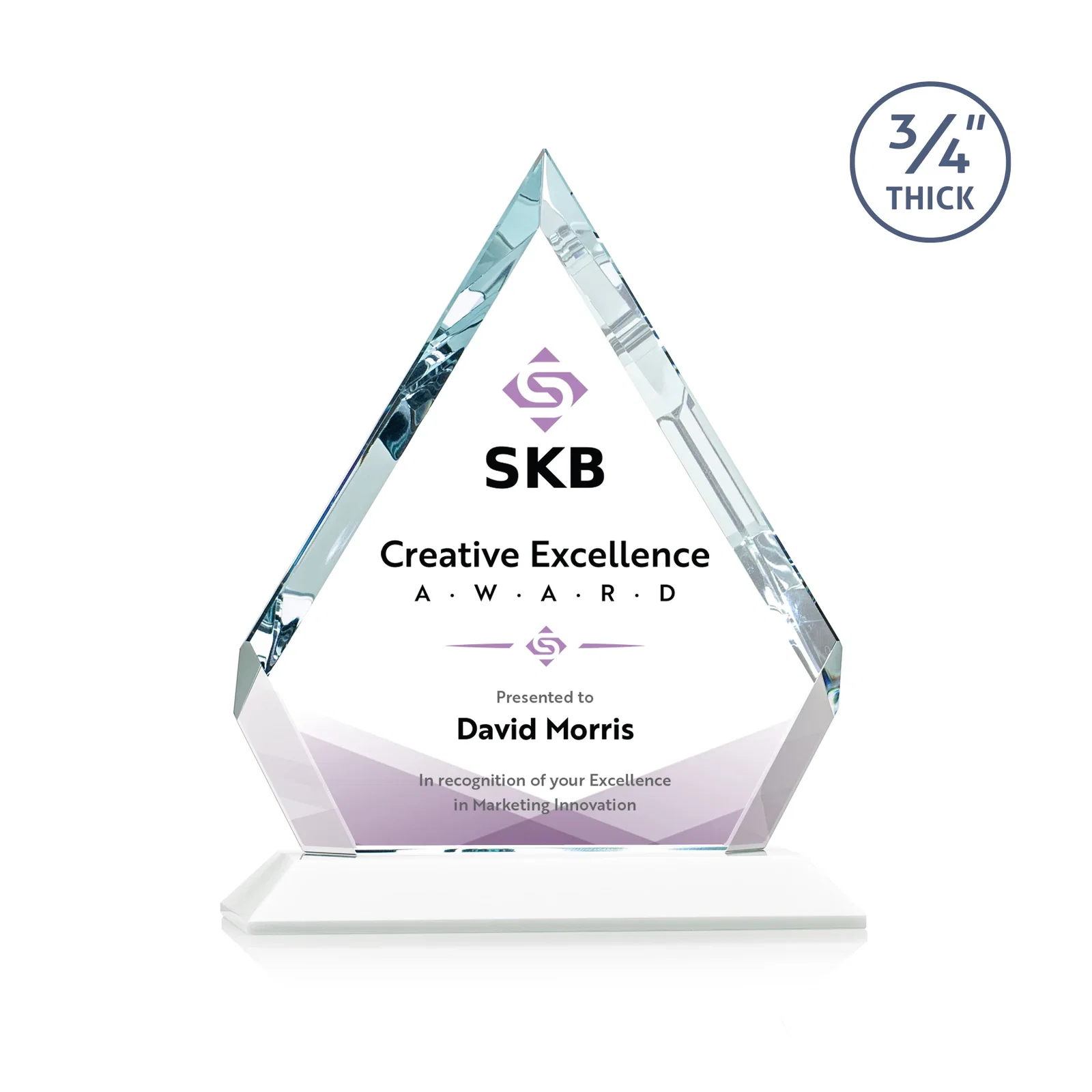 Customized Starfire Crystal Diamond Award With Alternating-Angle Bevel Facets for team milestone celebrations
