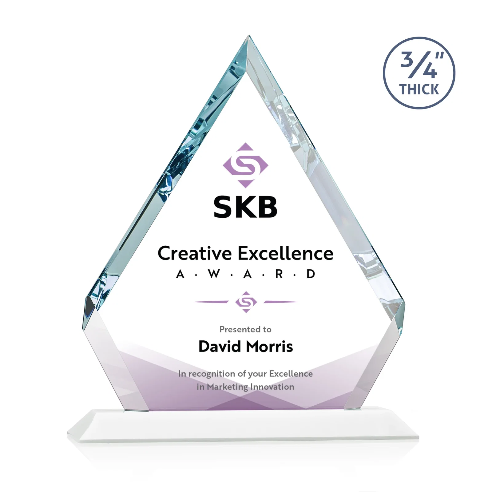 Customized Starfire Crystal Diamond Award With Alternating-Angle Bevel Facets for graduation ceremonies