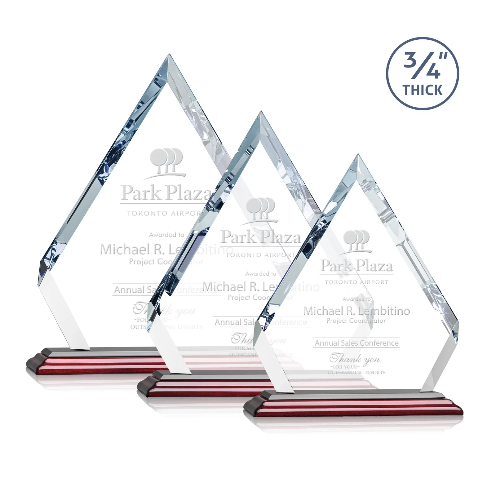 Customized Starfire Crystal Diamond Award With Alternating-Angle Bevel Facets for safety achievement programs