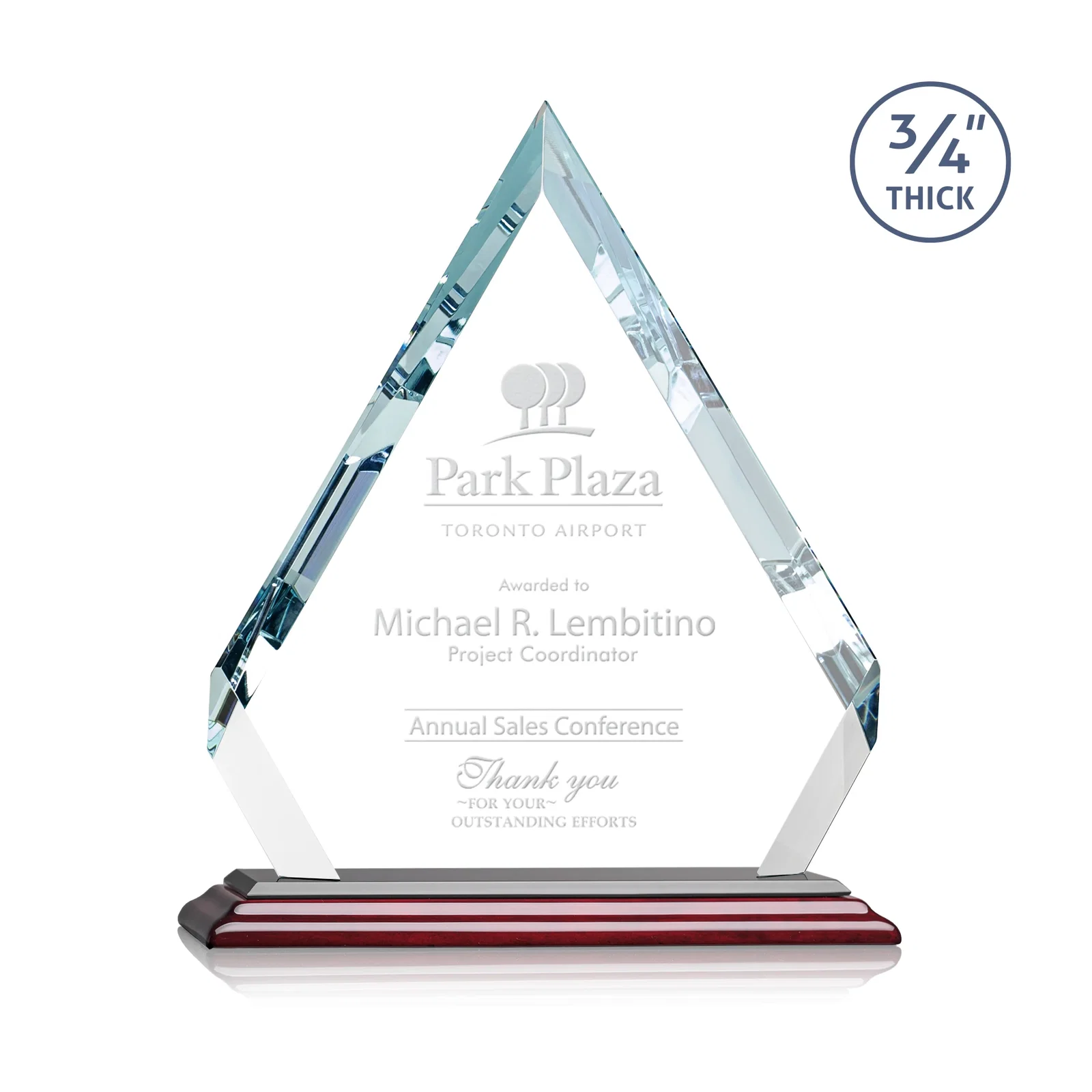 Customized Starfire Crystal Diamond Award With Alternating-Angle Bevel Facets for dealer and partner awards