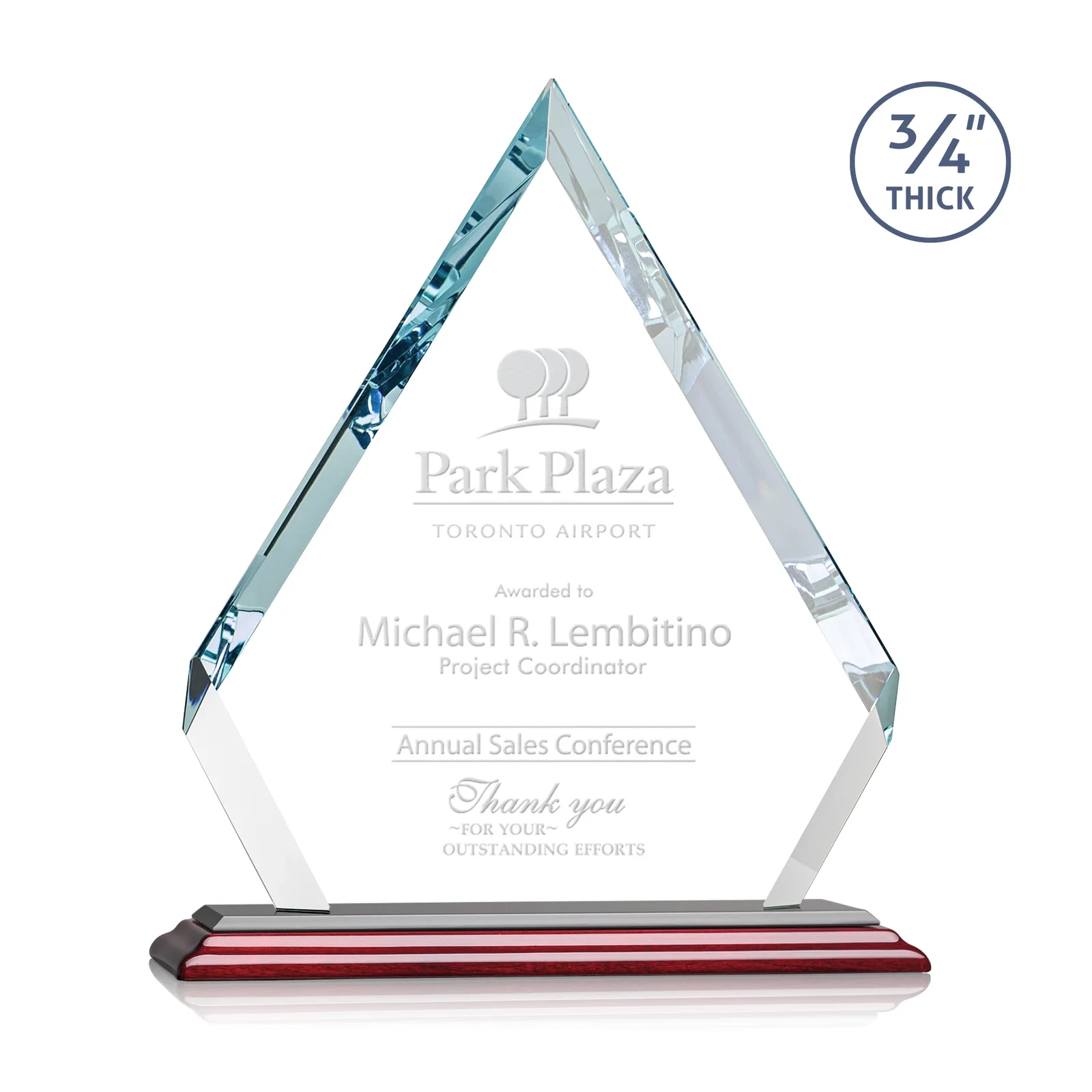 Customized Starfire Crystal Diamond Award With Alternating-Angle Bevel Facets for company anniversary events