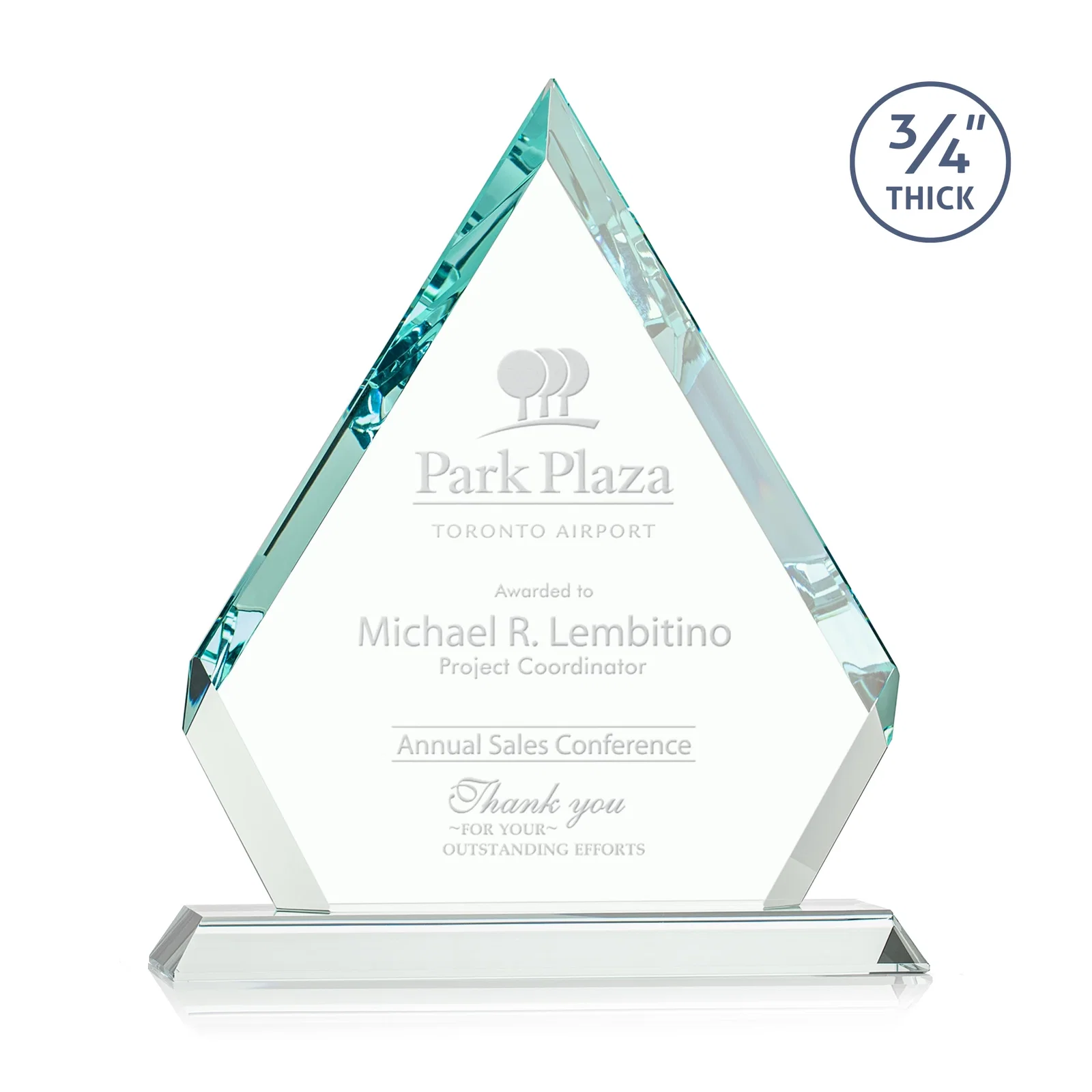 Custom Starfire Crystal Diamond Award With Alternating-Angle Bevel Facets for graduation ceremonies