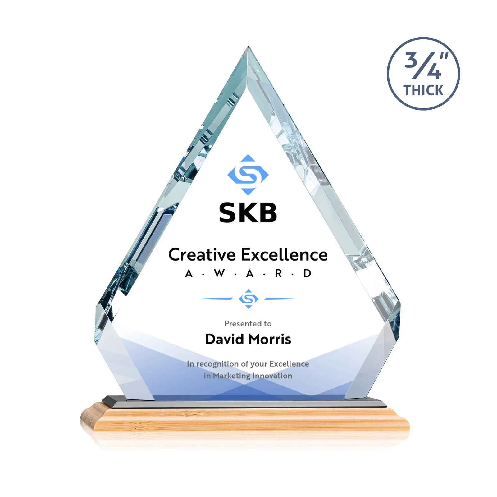 Custom Starfire Crystal Diamond Award With Alternating-Angle Bevel Facets, with your logo for service anniversary gifts
