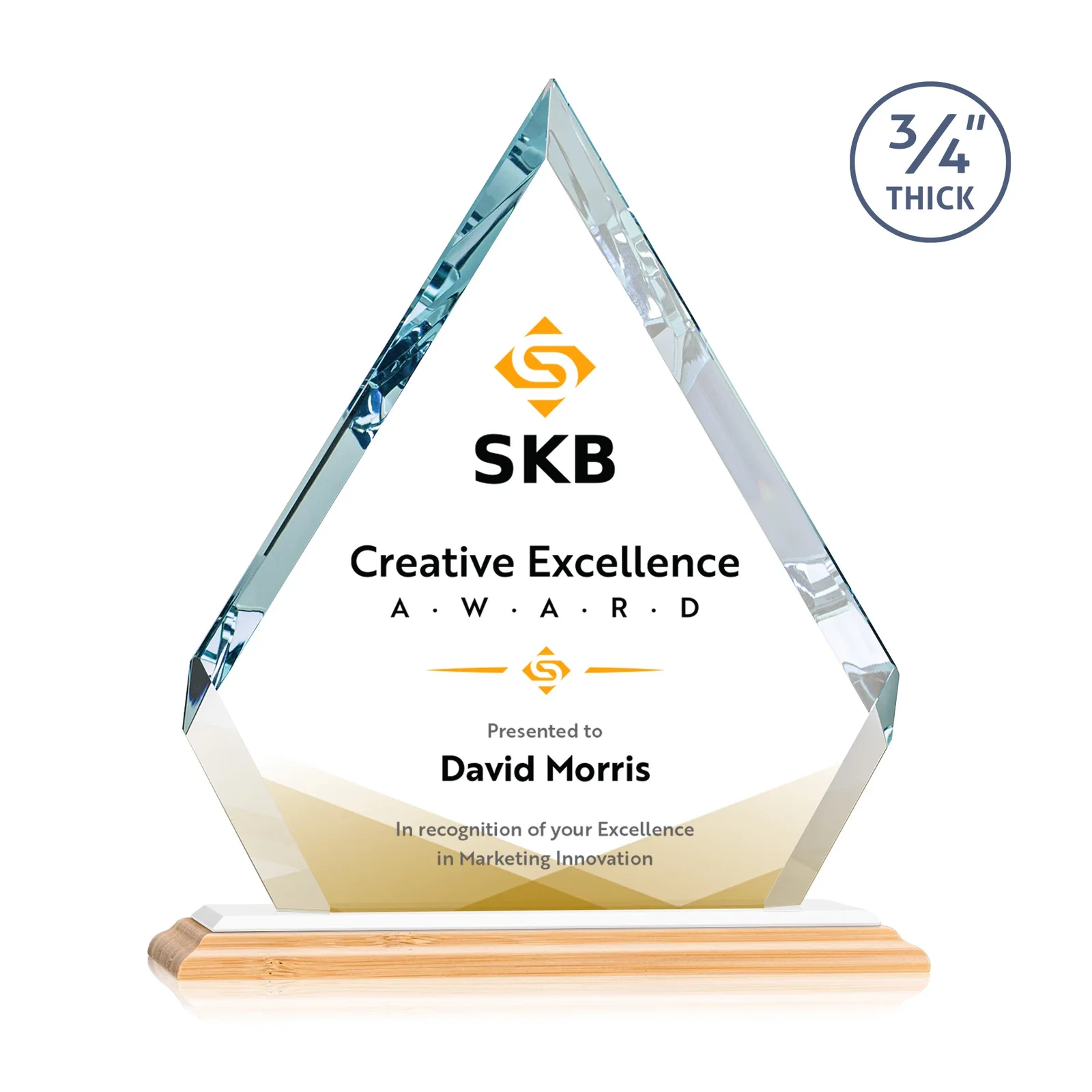 Custom Starfire Crystal Diamond Award With Alternating-Angle Bevel Facets, with your logo for graduation ceremonies