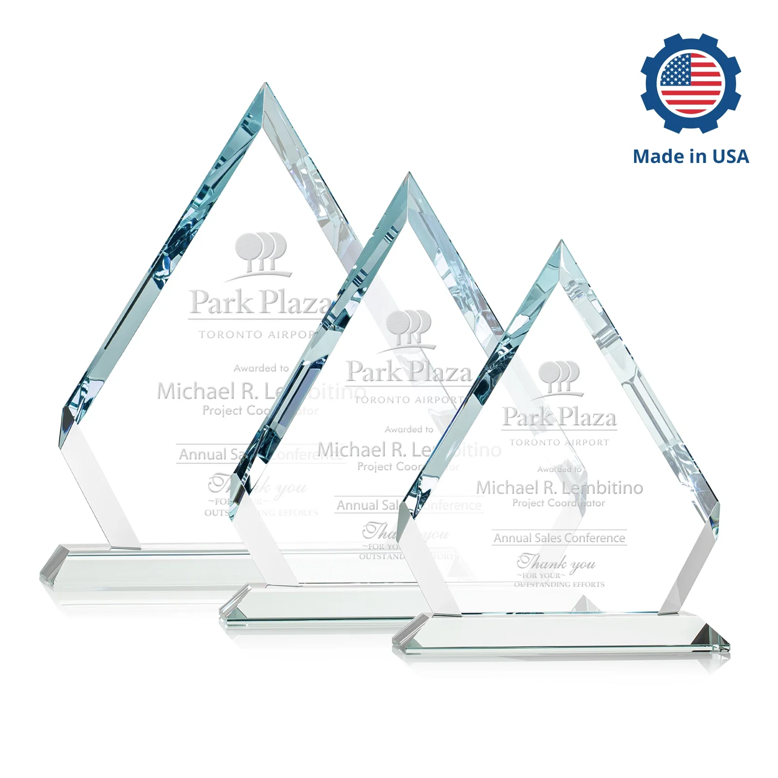 Custom Starfire Crystal Diamond Award With Alternating-Angle Bevel Facets, with your logo for safety achievement programs