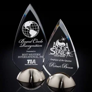 Acrylic Arrowhead Award with Beveled Arcs on Satin Nickel Base
