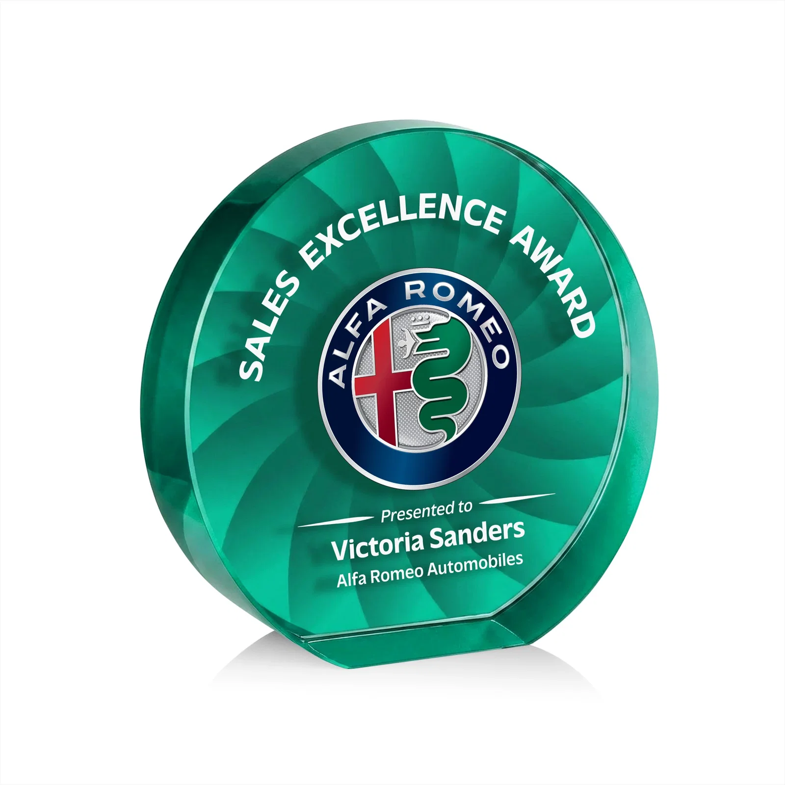 Personalized Optical Crystal Circle Award in 9 Colors, with your logo for sales achievement awards
