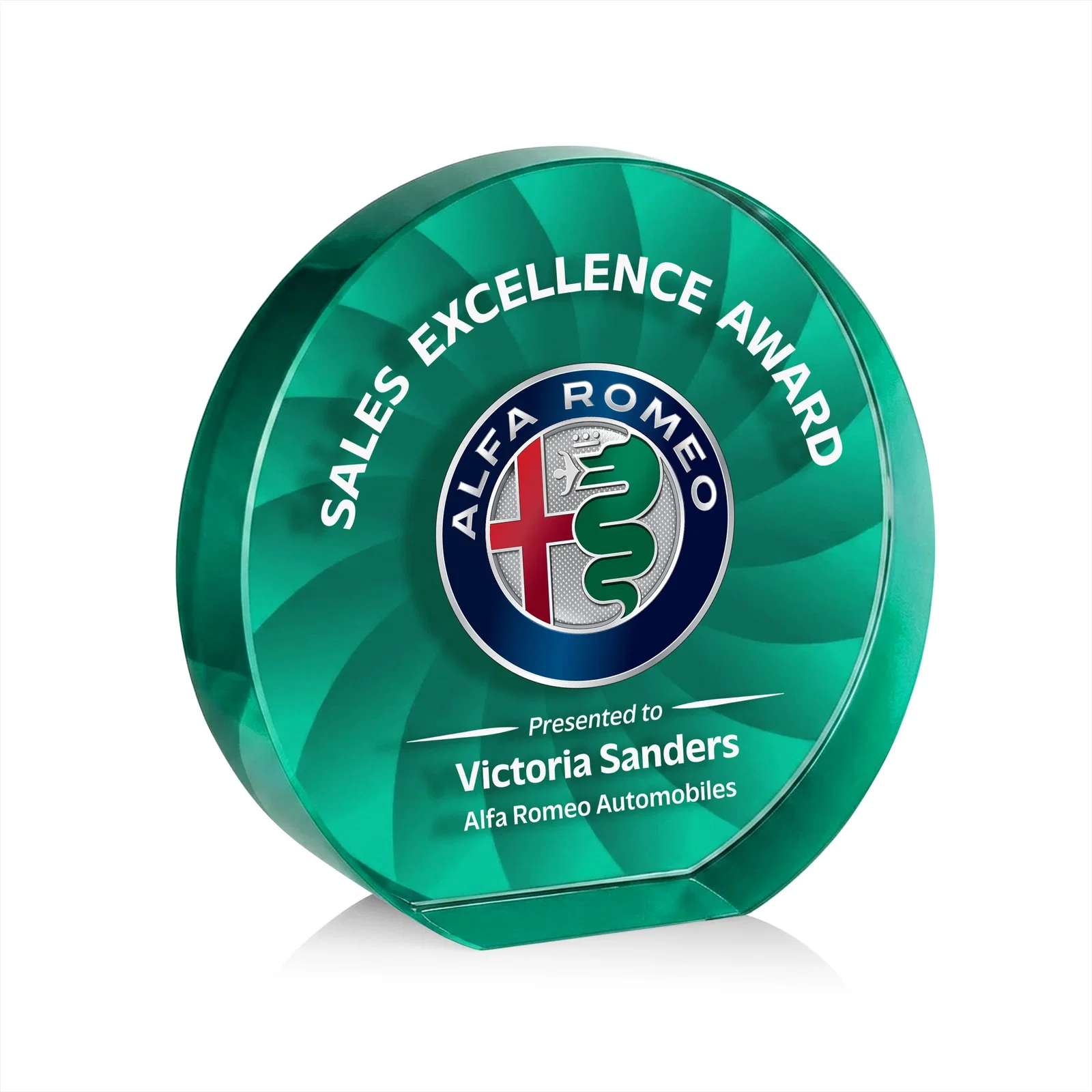 Personalized Optical Crystal Circle Award in 9 Colors, with your logo for retirement presentations
