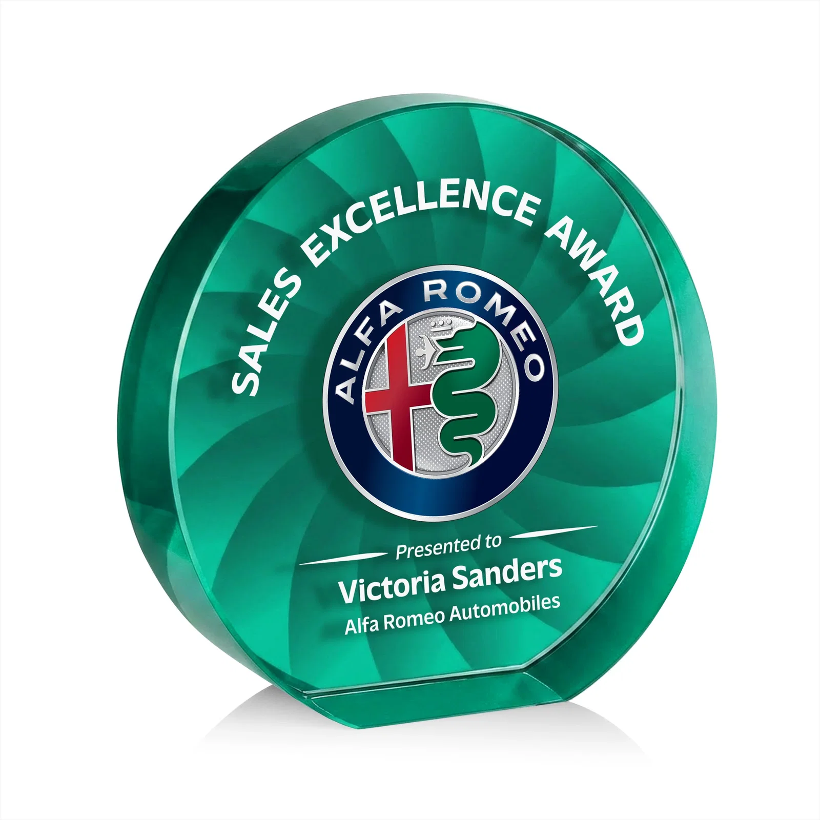 Personalized Optical Crystal Circle Award in 9 Colors, with your logo for team milestone celebrations