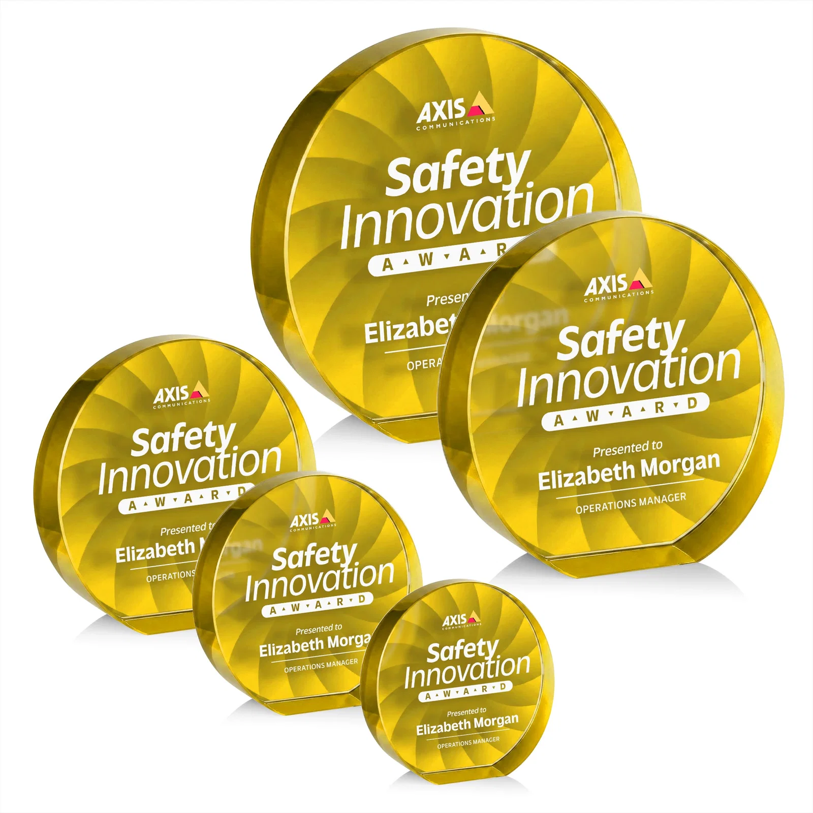 Personalized Optical Crystal Circle Award in 9 Colors, with your logo for graduation ceremonies