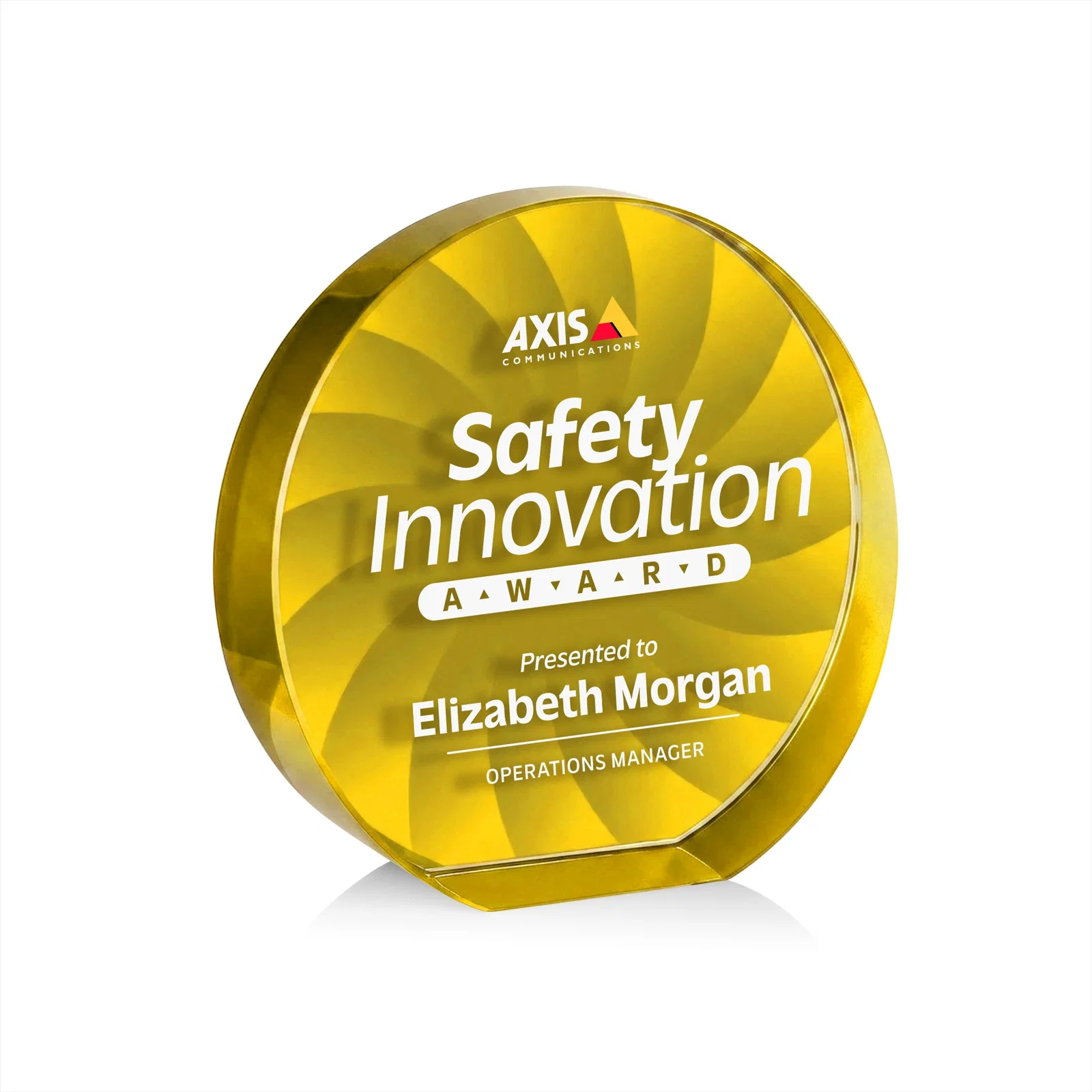Personalized Optical Crystal Circle Award in 9 Colors, with your logo for safety achievement programs