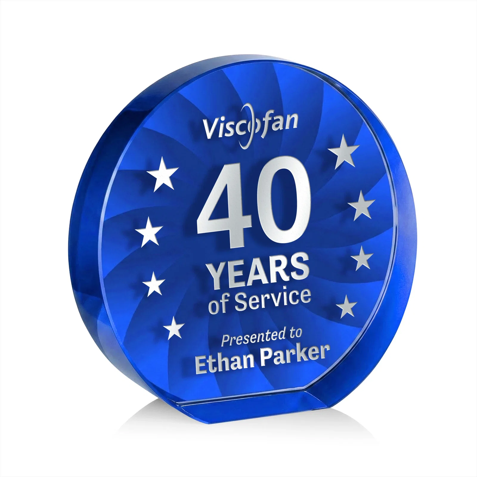 Personalized Optical Crystal Circle Award in 9 Colors for retirement presentations