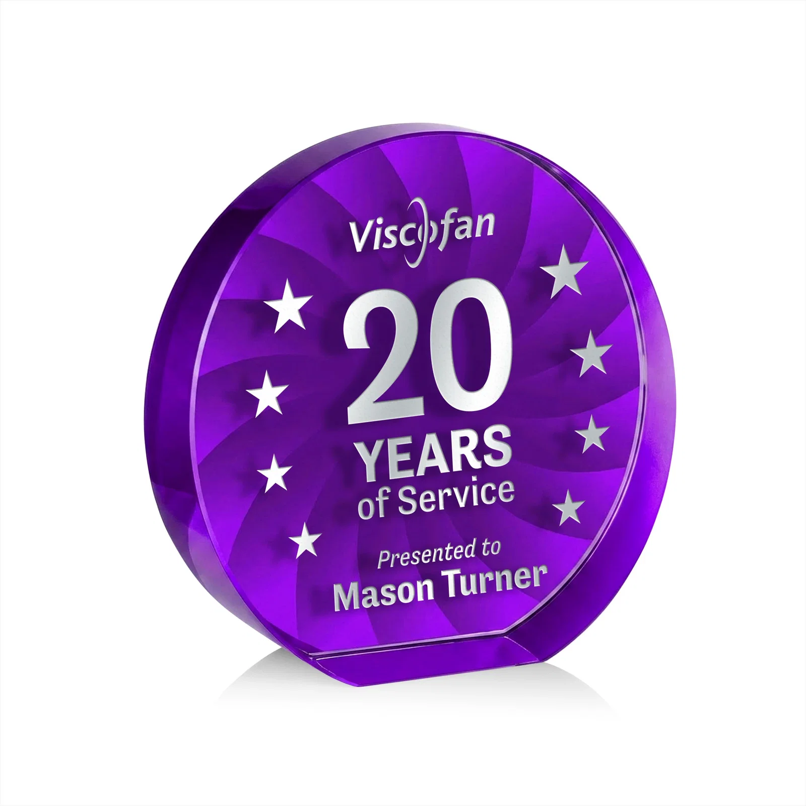 Promotional Optical Crystal Circle Award in 9 Colors for service anniversary gifts