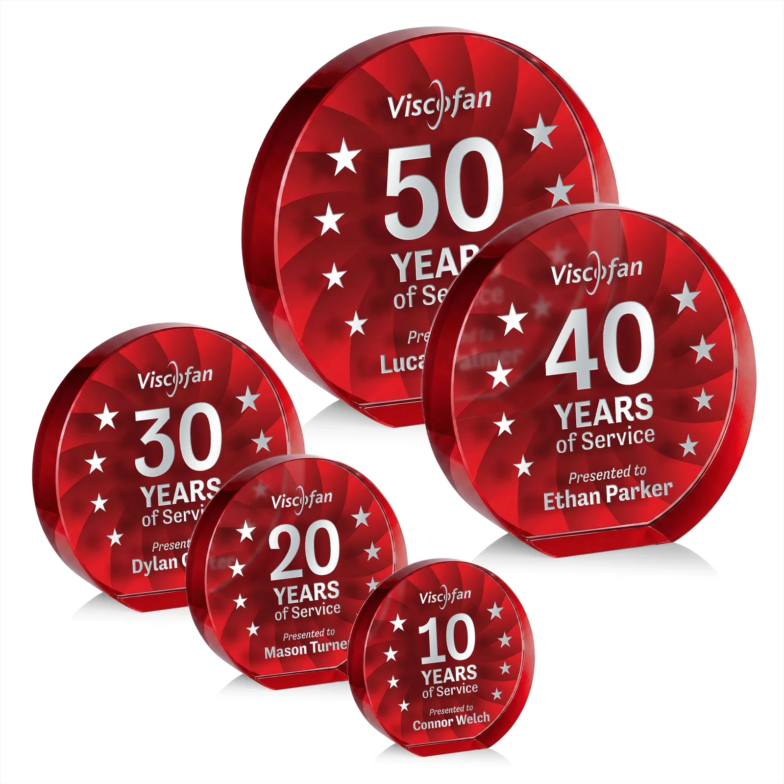 Branded Optical Crystal Circle Award in 9 Colors for employee recognition